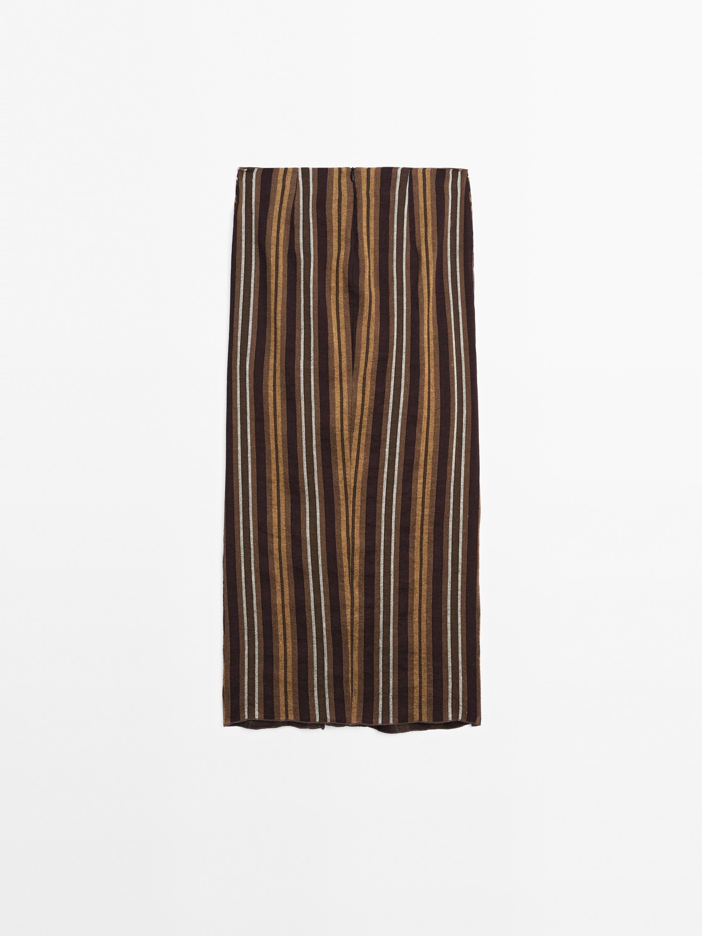 Striped linen blend midi skirt - Studio