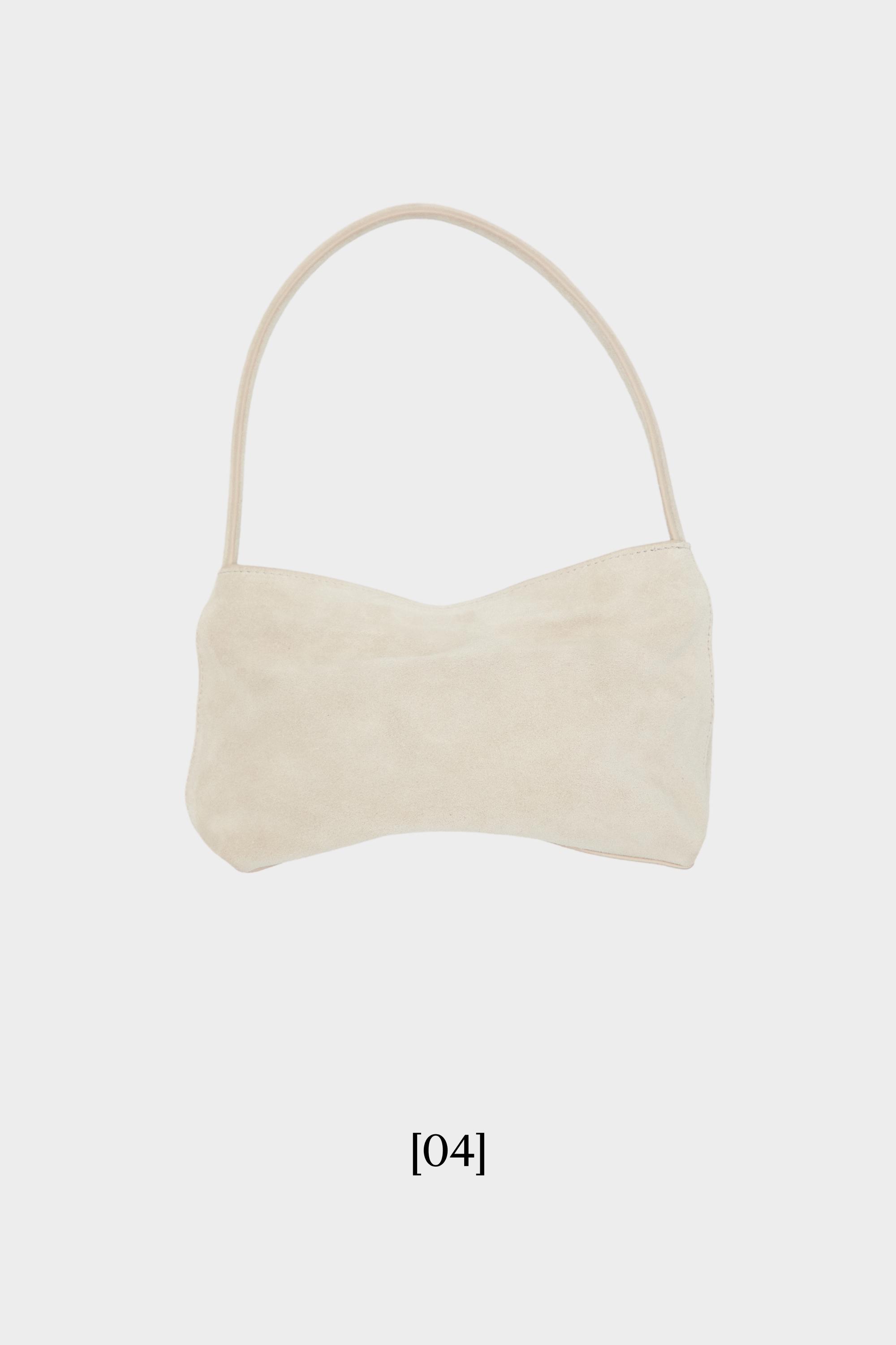 Split suede leather shoulder bag — Ecru