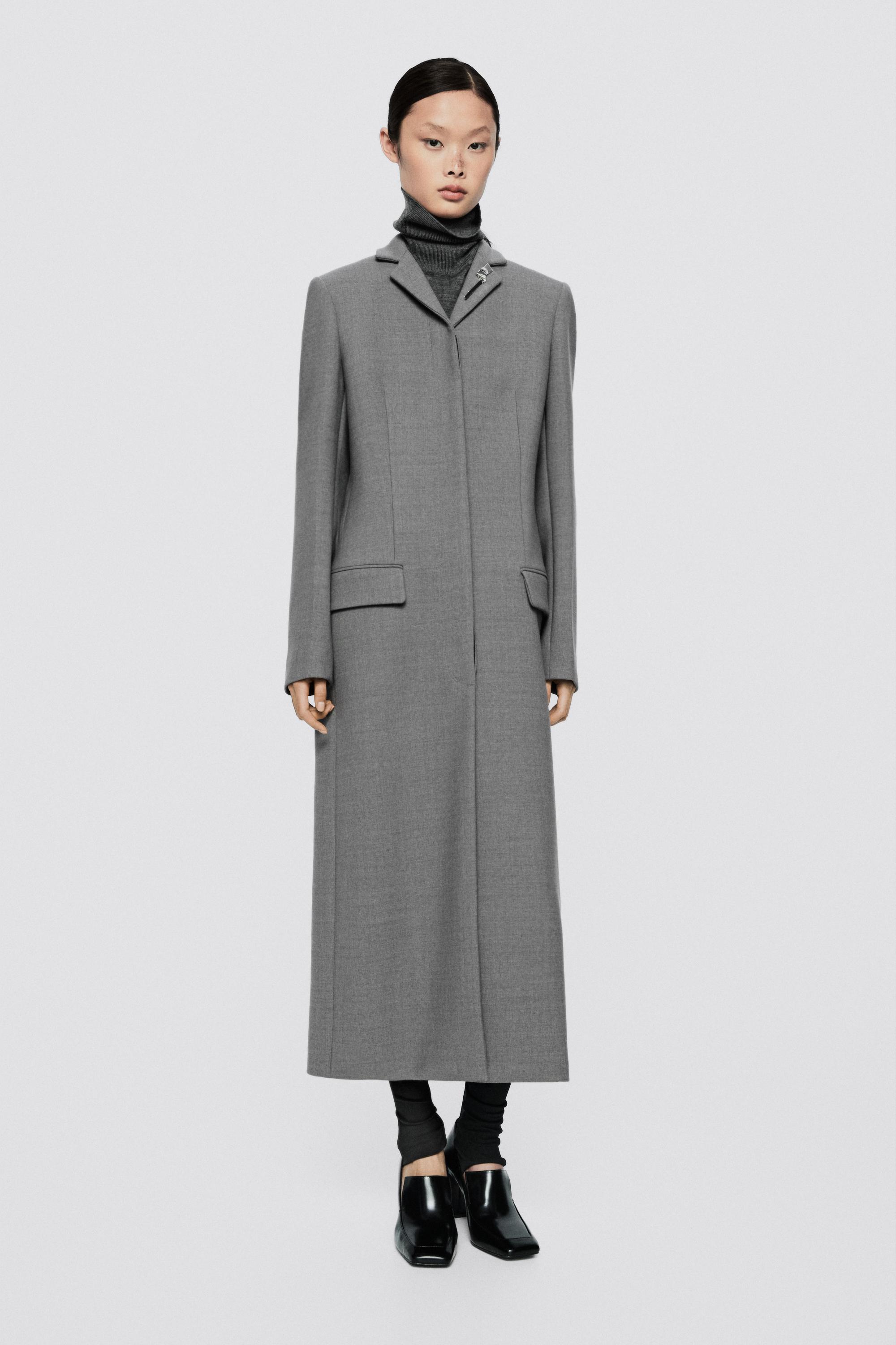 Wool blend long coat - LIMITED EDITION · Grey · Coats | Massimo Dutti