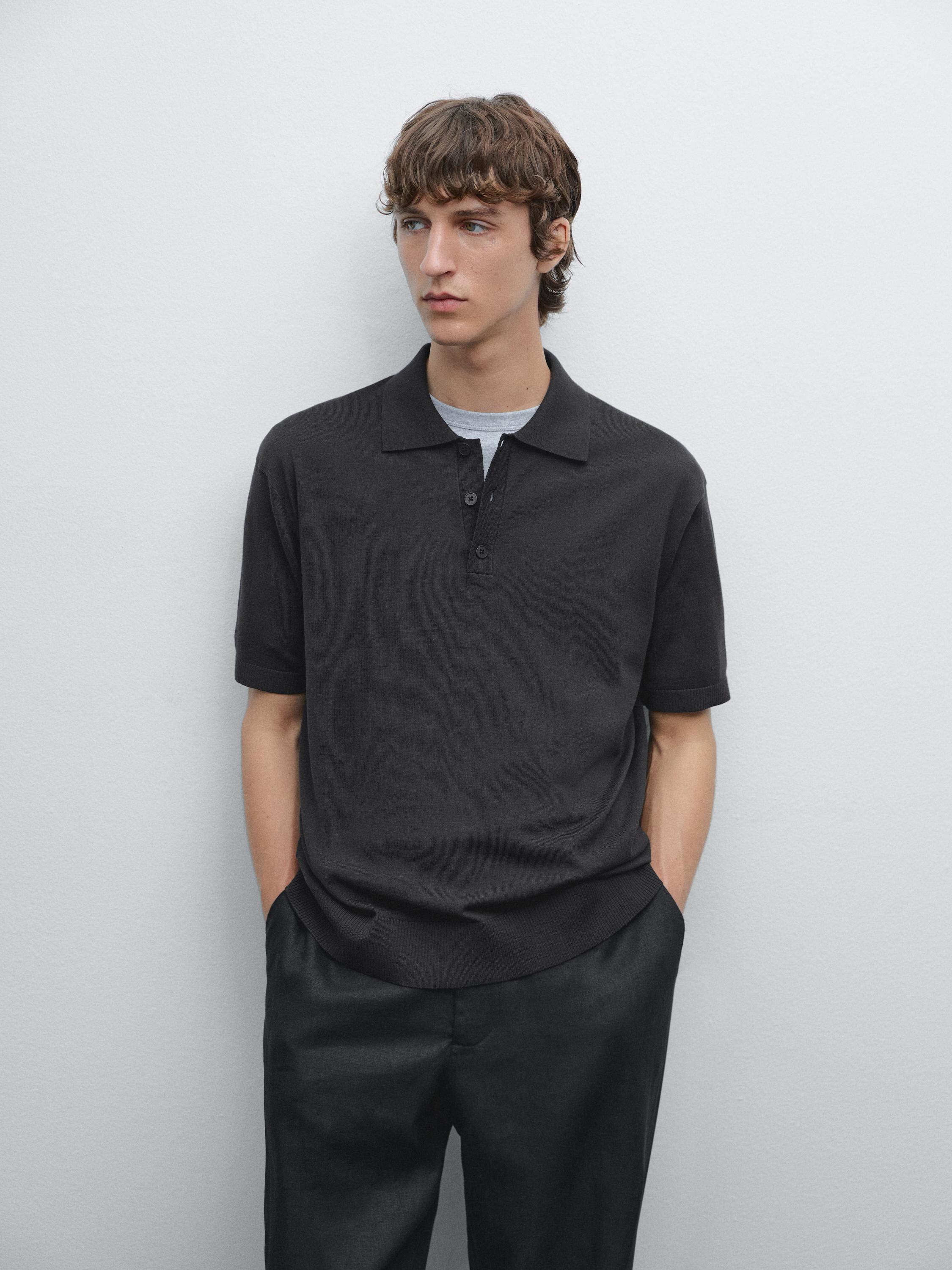 100% cotton regular fit knit polo shirt