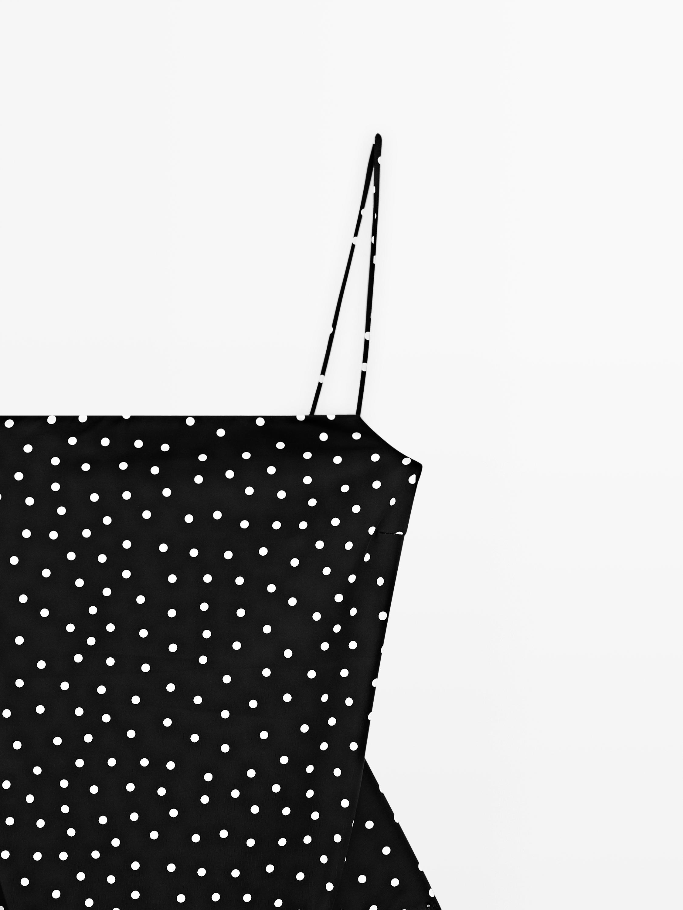 Polka dot print swimsuit — BLACK
