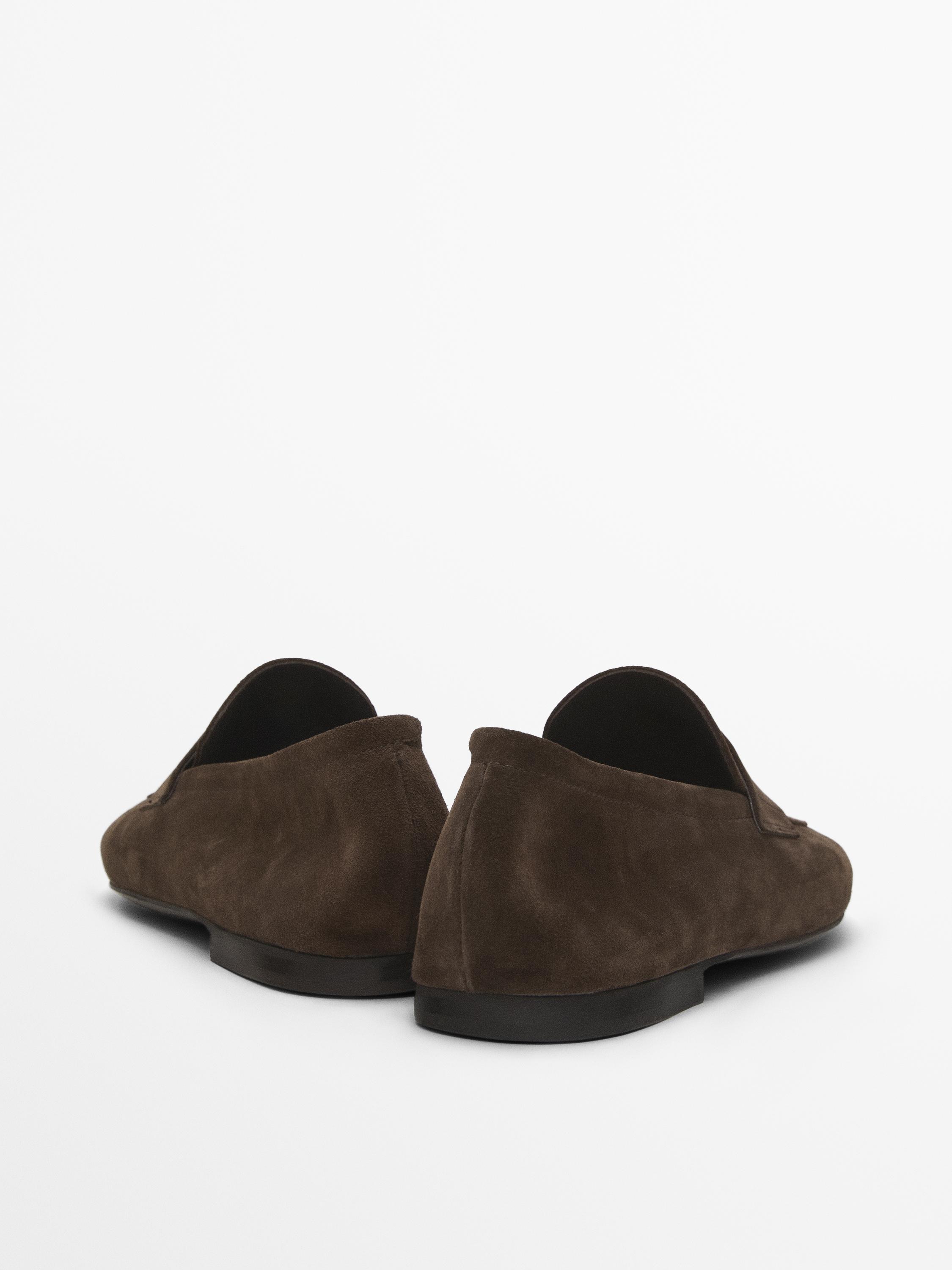 Soft split suede penny loafers