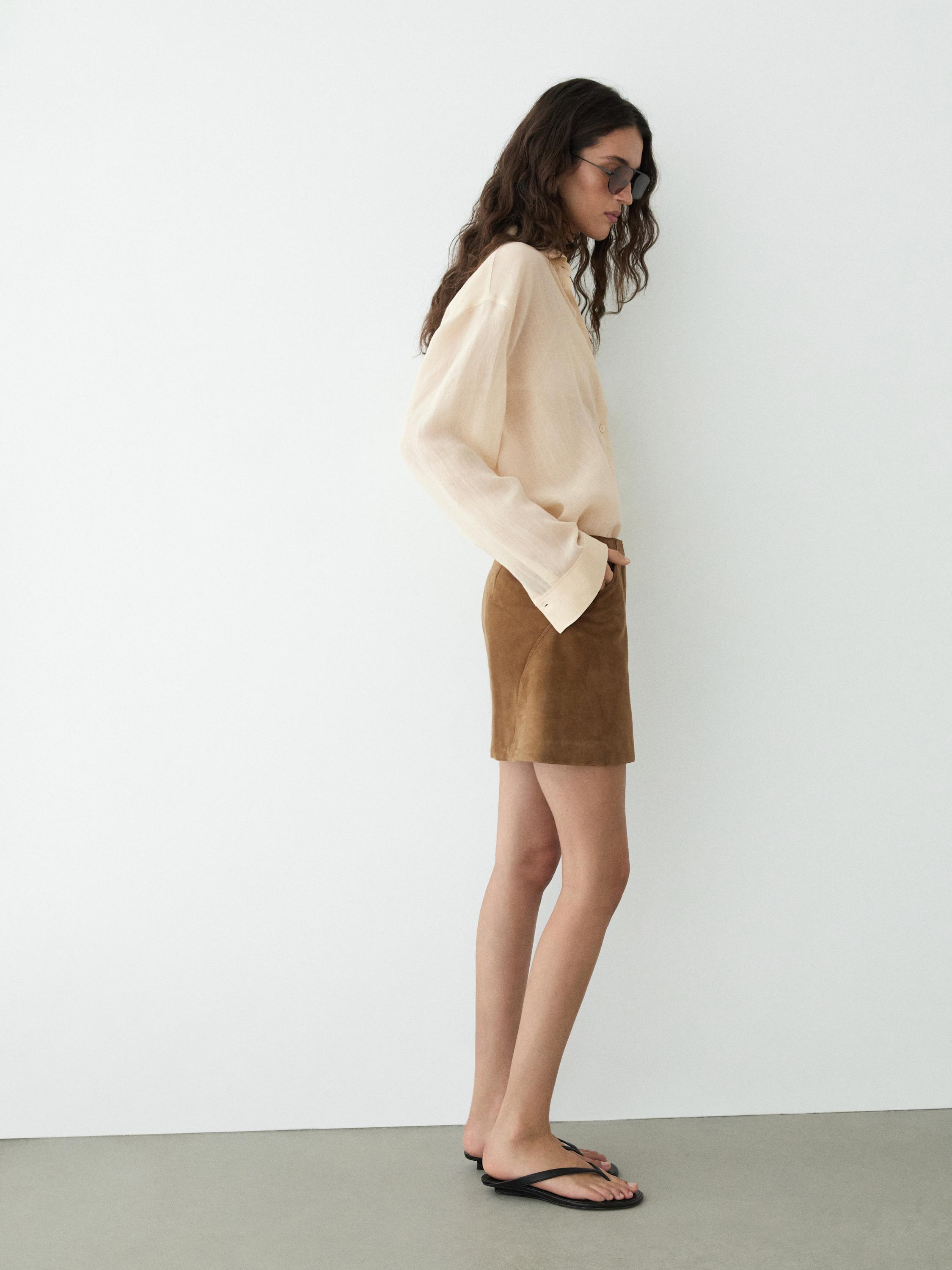 Suede leather mini skirt — Washed