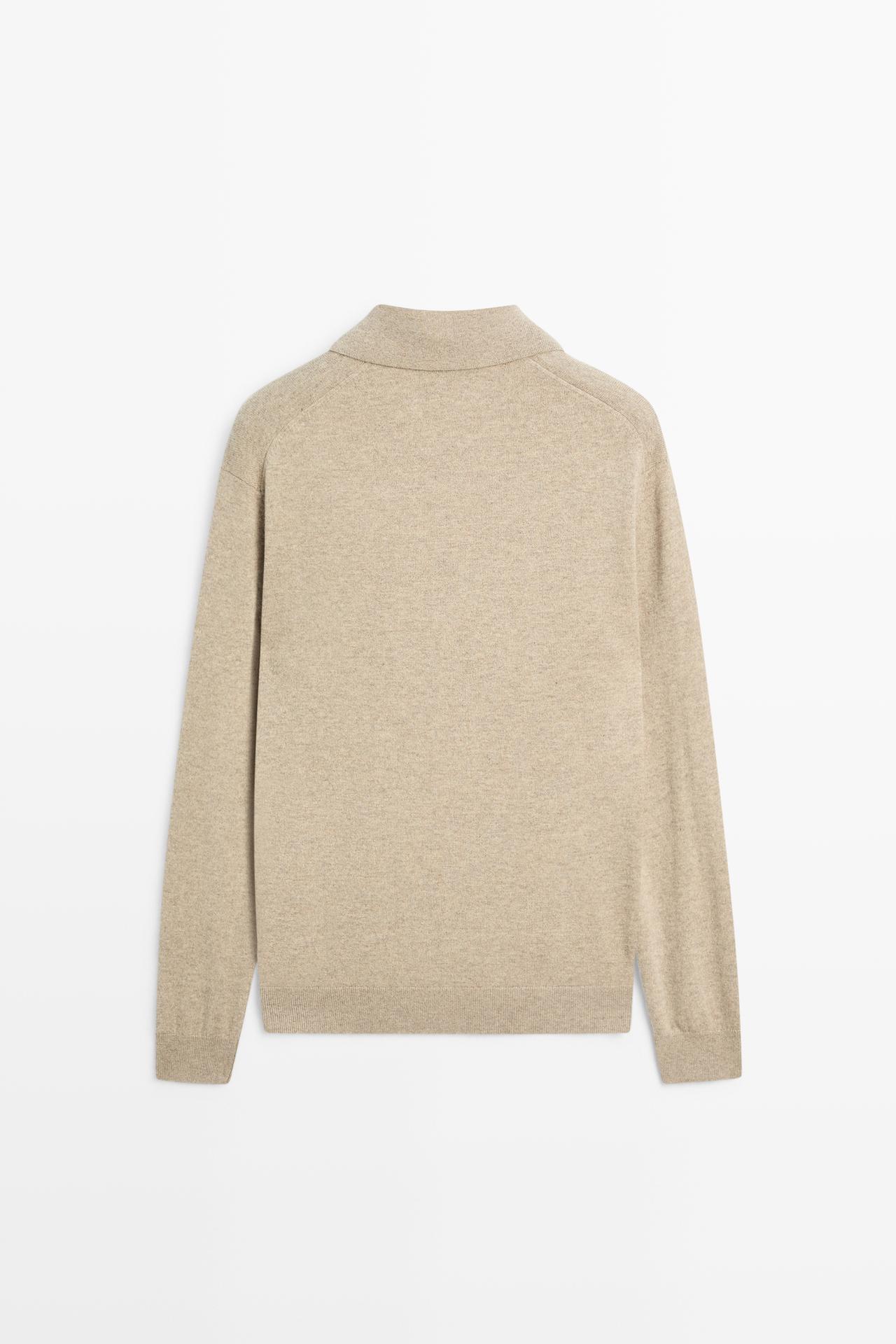 100% wool knit polo sweater — Washed