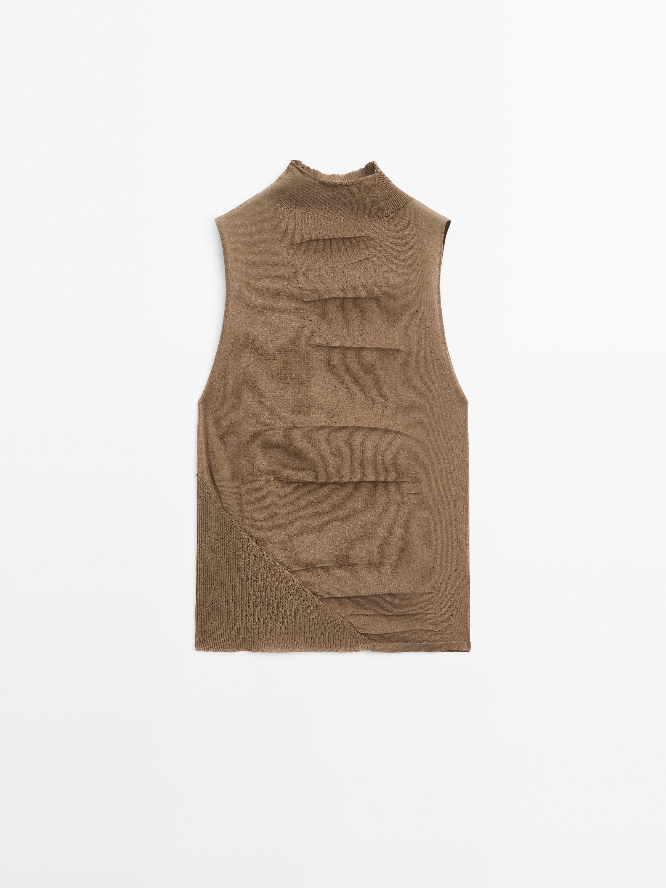 Sleeveless cotton blend top - Studio