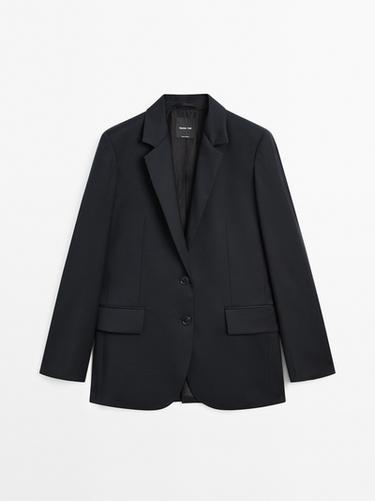100% extra fine wool two-button blazer — NAVY BLUE 1