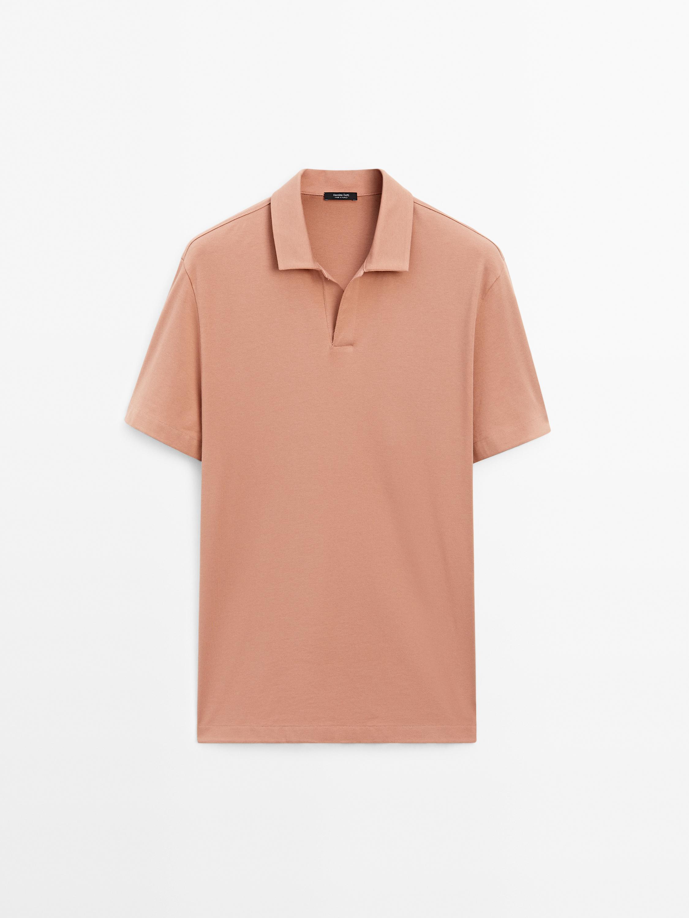 Short sleeve knitted cotton polo shirt
