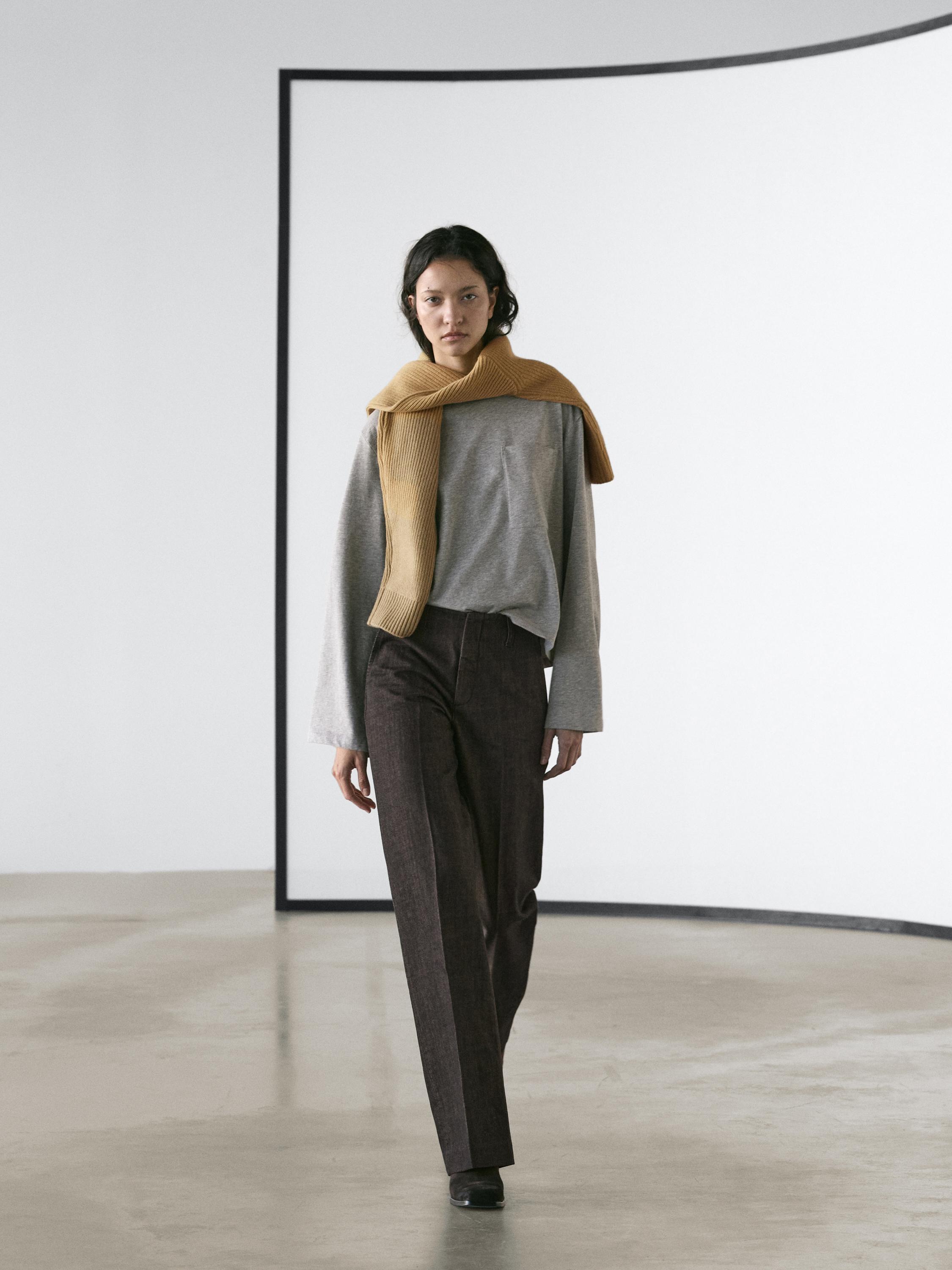 Blugi wide leg cu talie medie