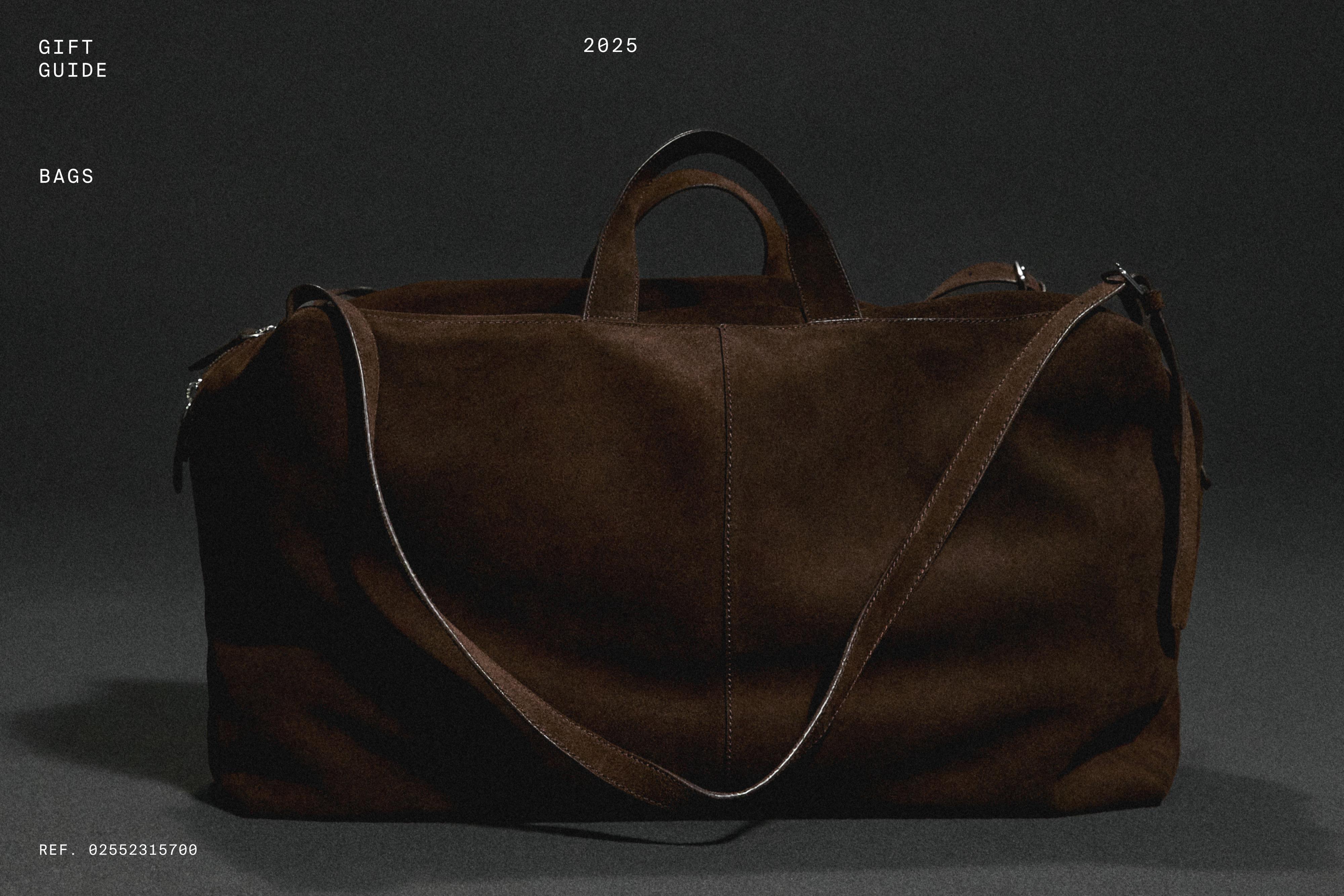 Suede leather travel bag
