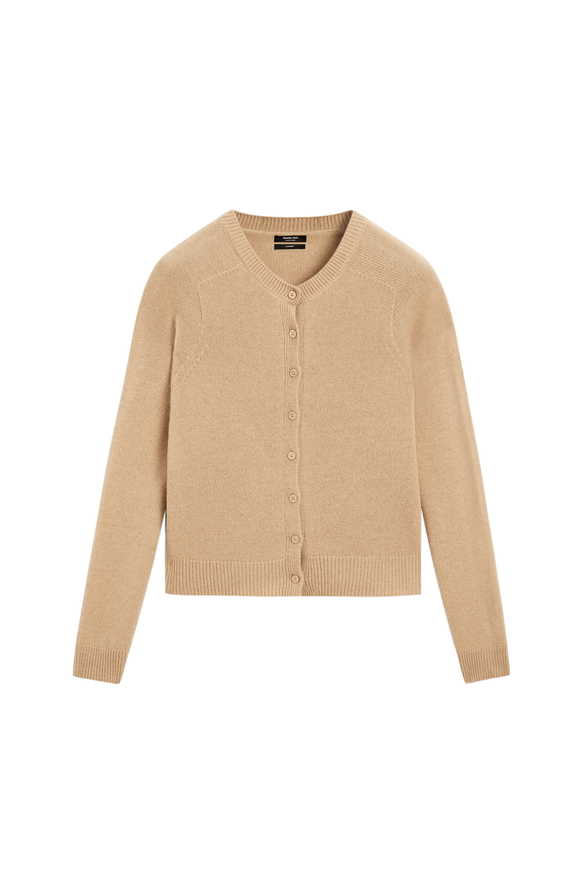 100% cashmere cropped knit cardigan - CAMEL
