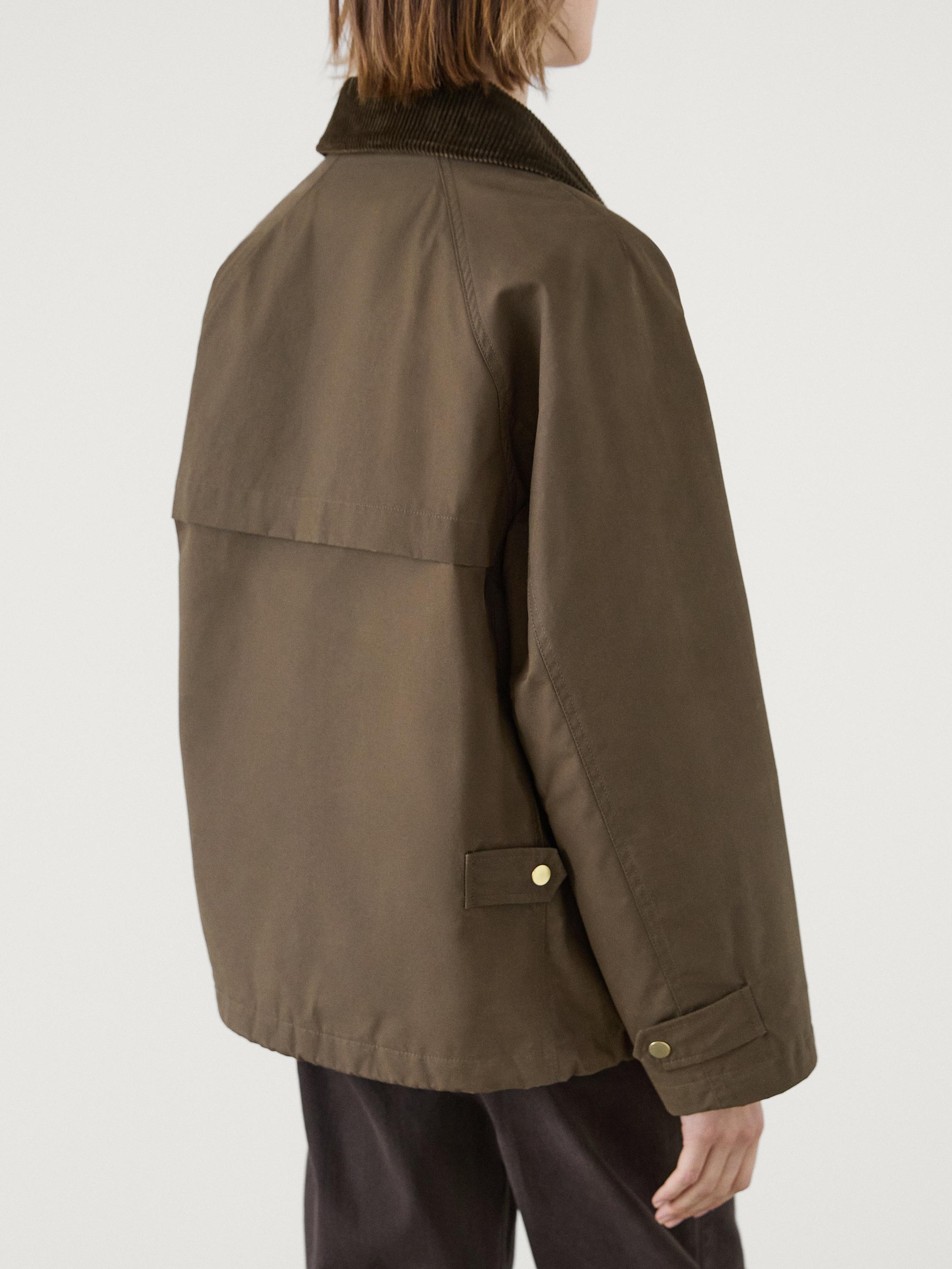 Massimo Dutti | 100% Cotton Waxed Parka with Snap Buttons