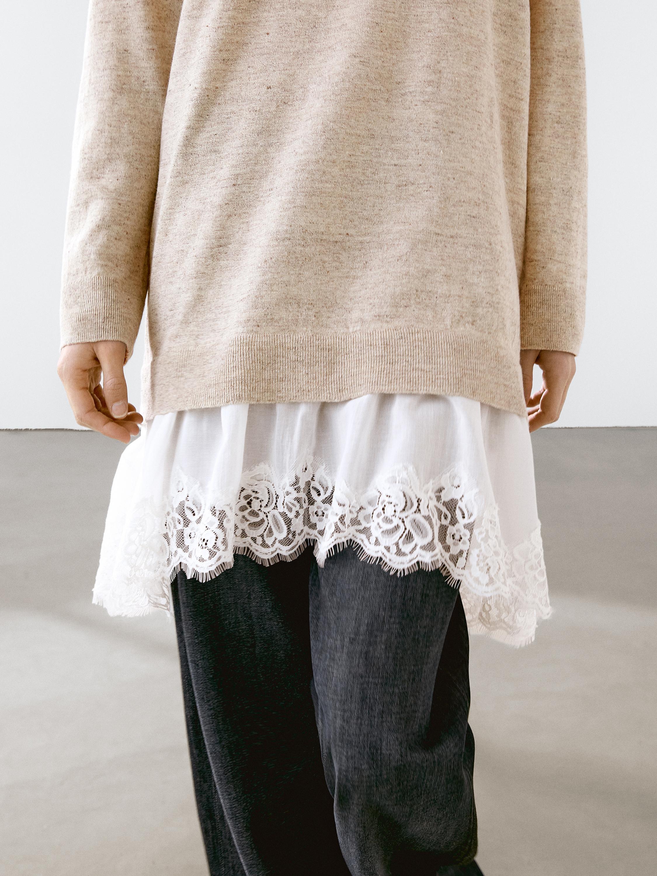 Šaty z ľanovej zmesi s čipkovaným lemom