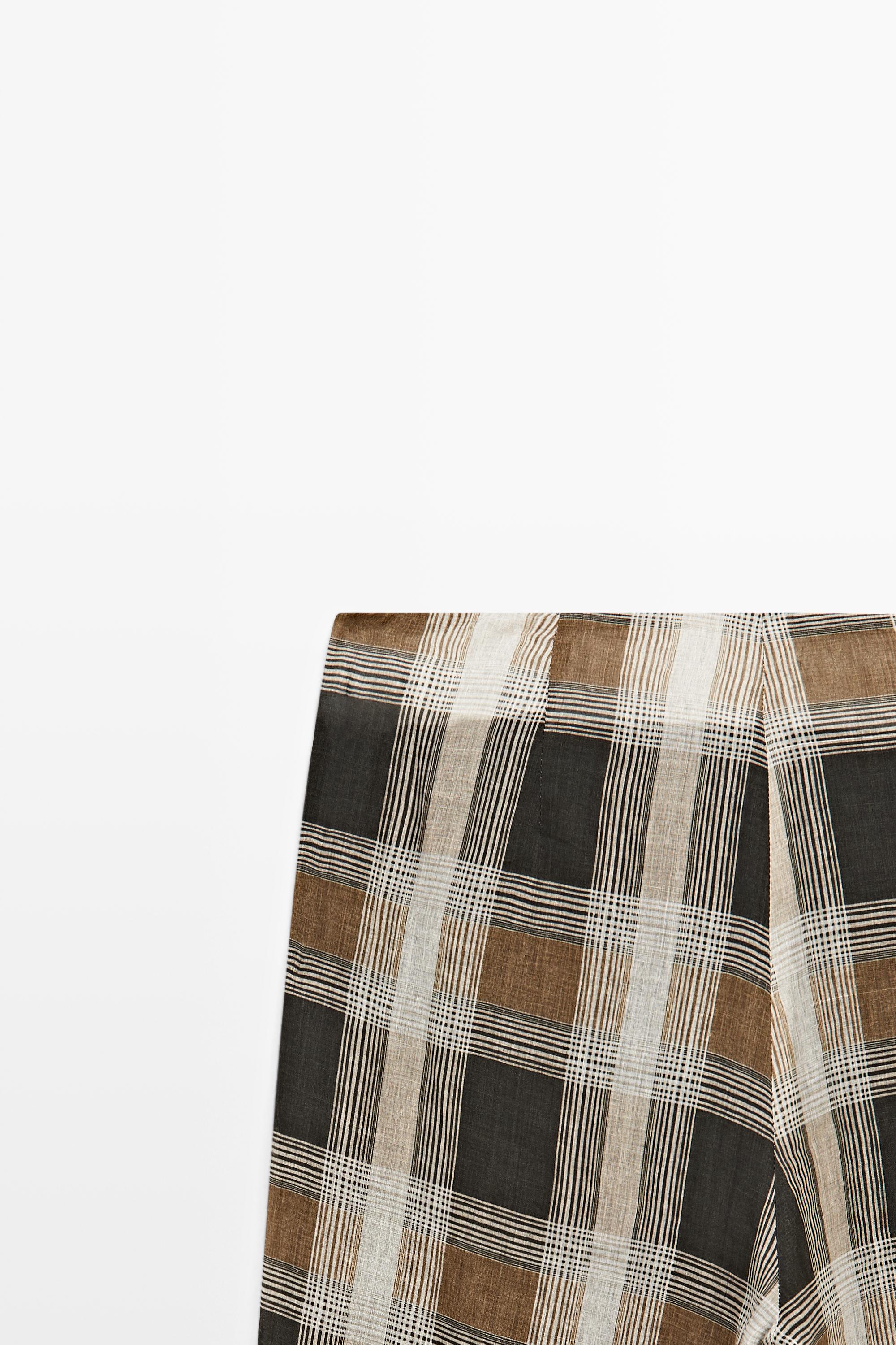Check print sarouel trousers — BLACK