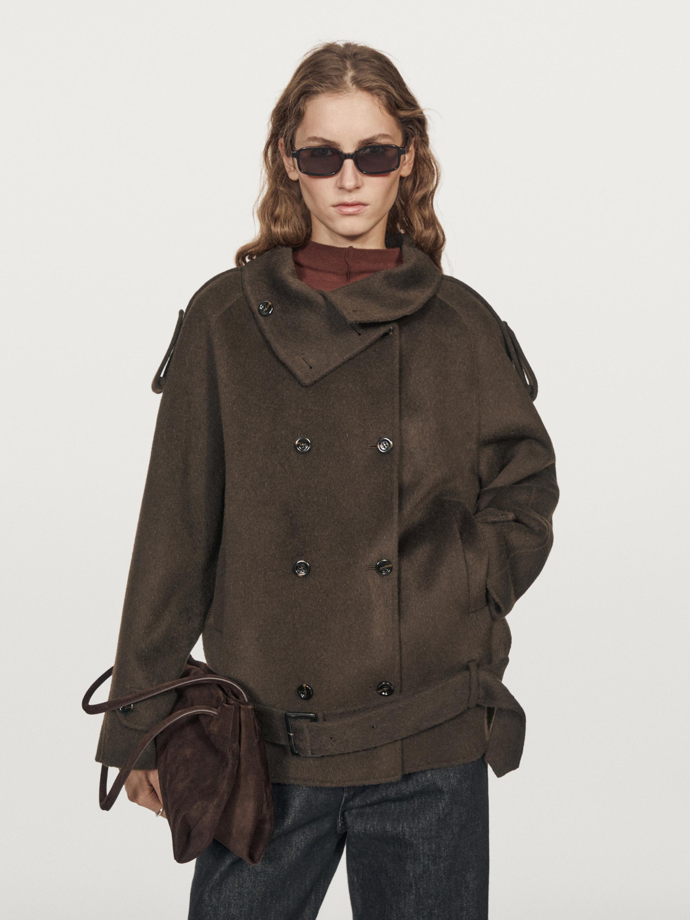 Abrigo trench mezcla lana