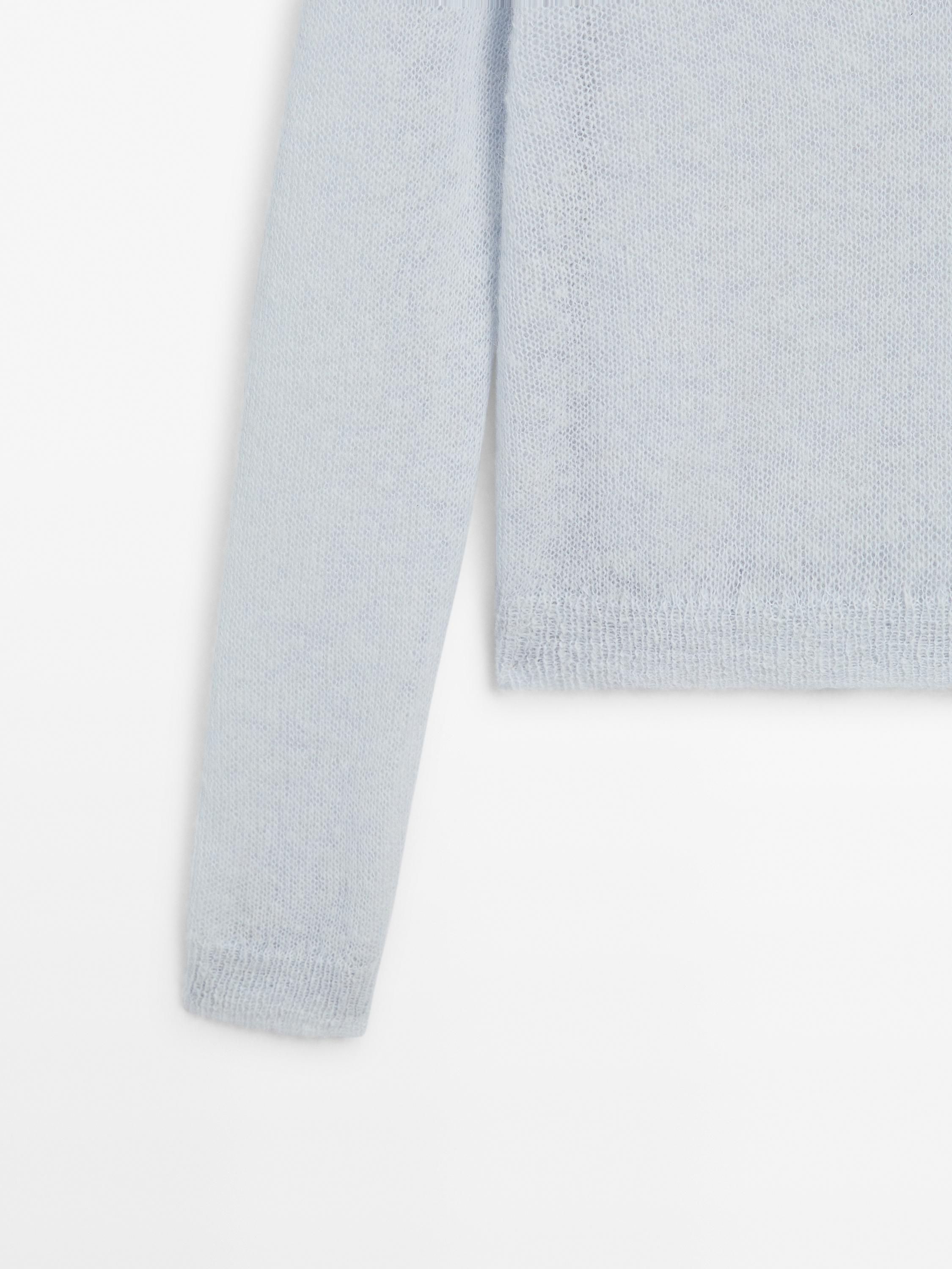 Alpaca blend knit polo collar sweater