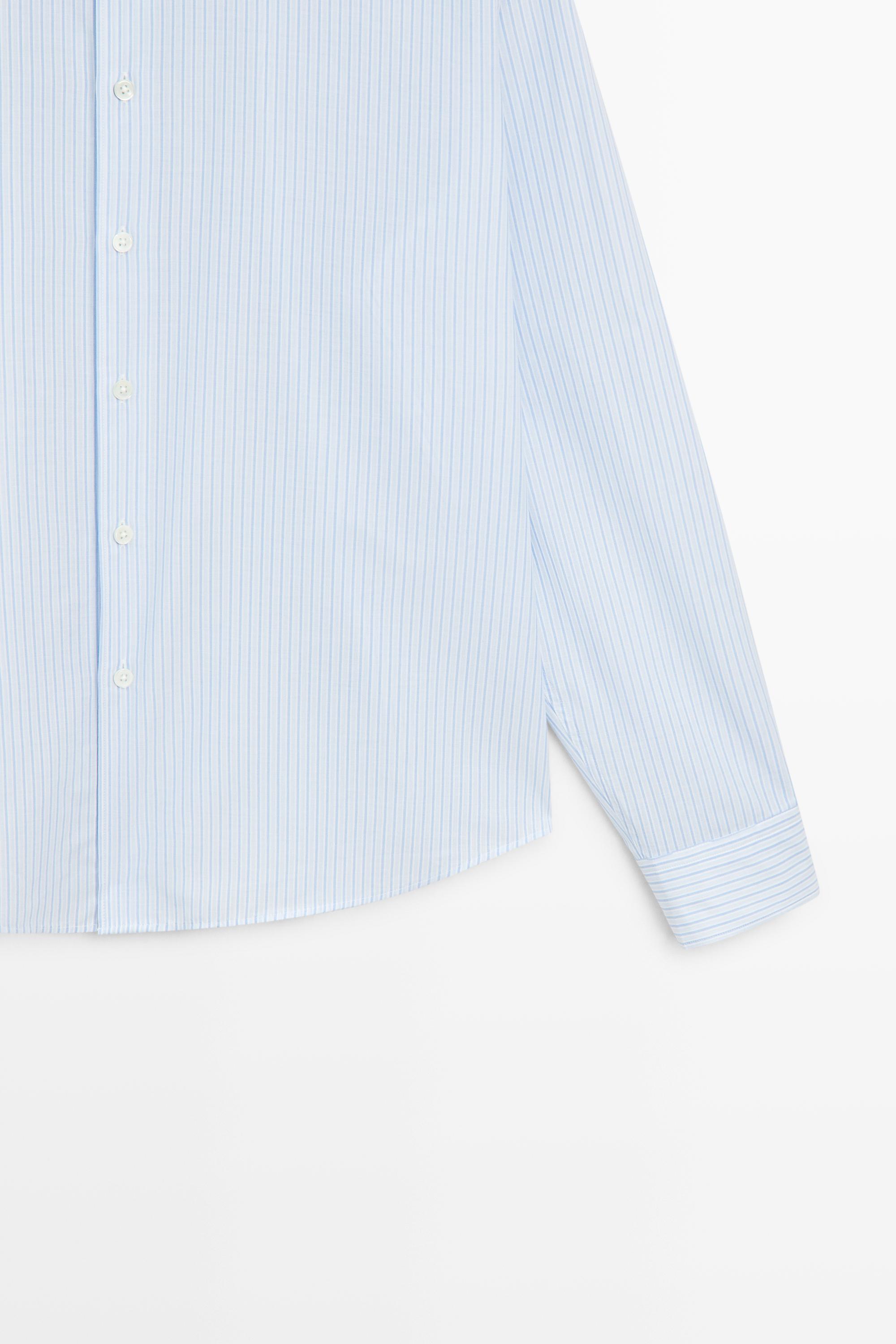 100% cotton regular fit striped shirt — SKY BLUE
