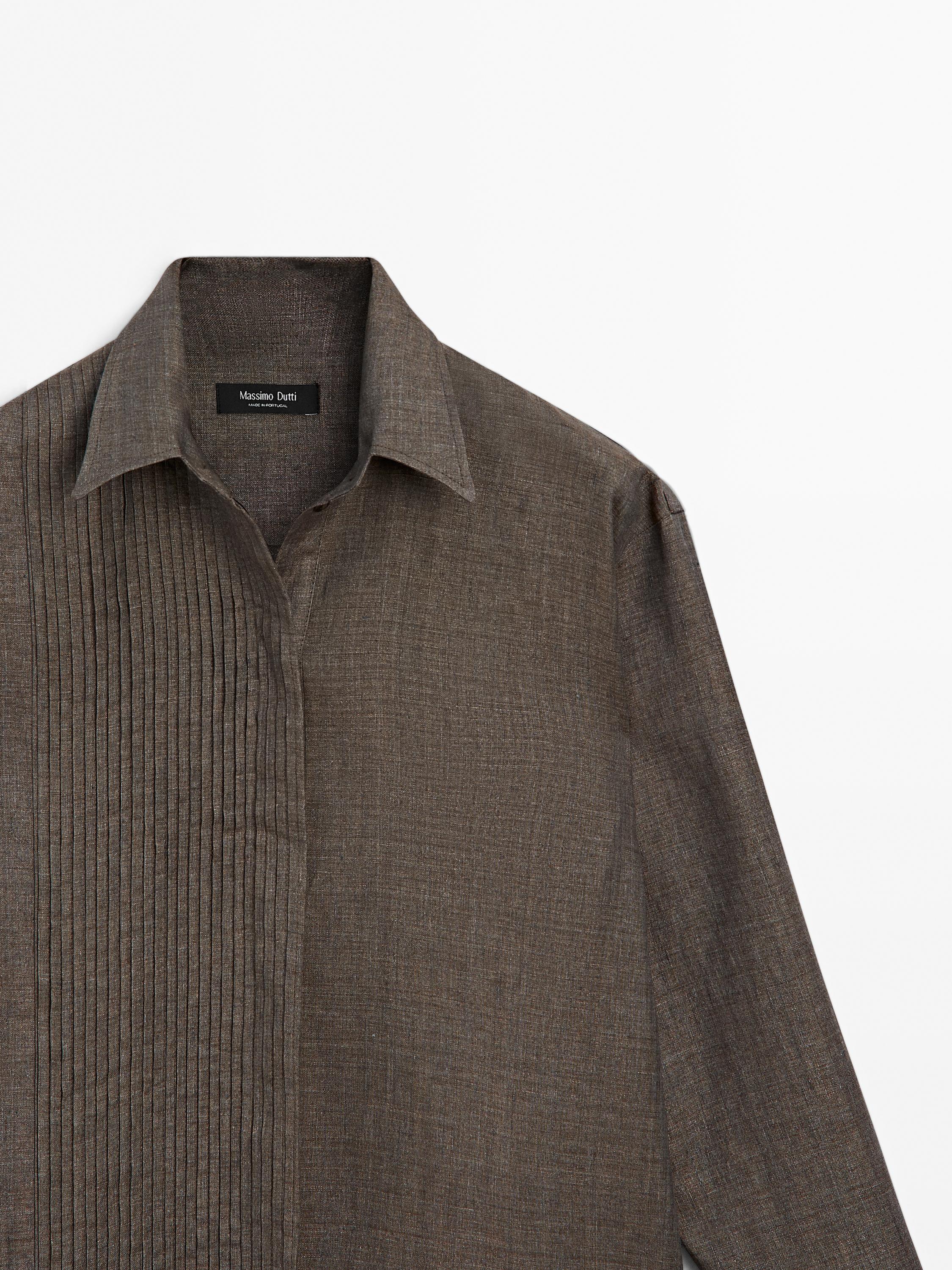 Lightweight 100% linen shirt with pintucks