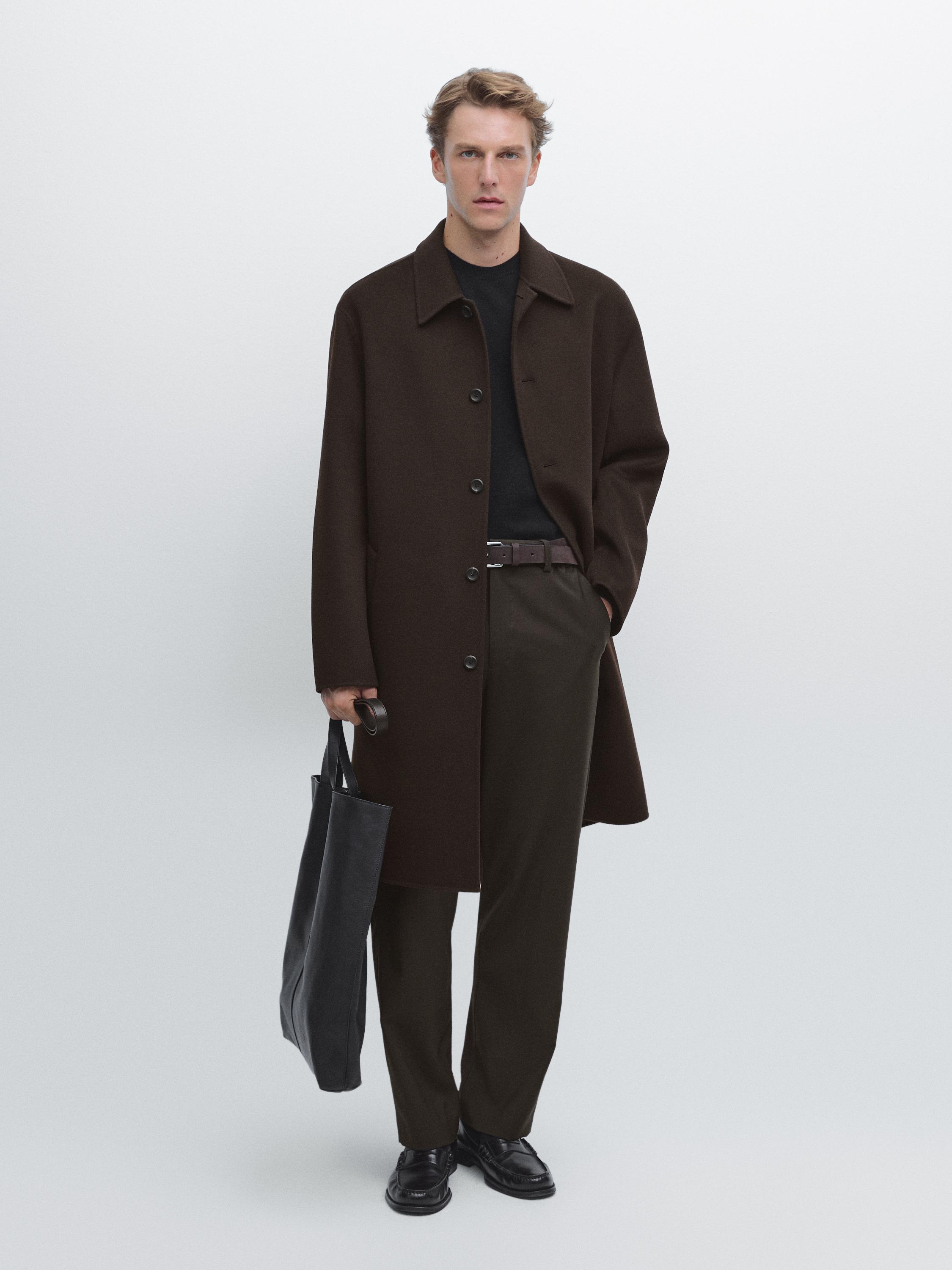 Long wool blend coat BROWN