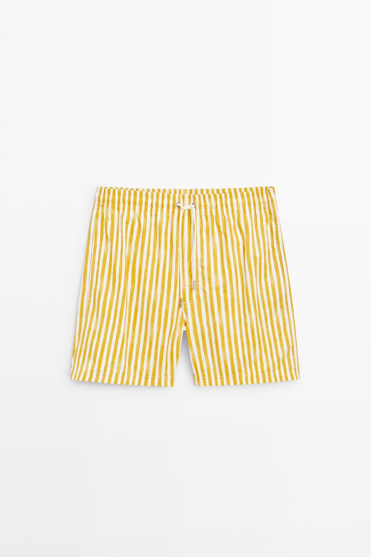Striped printed swimming trunks — YELLOW