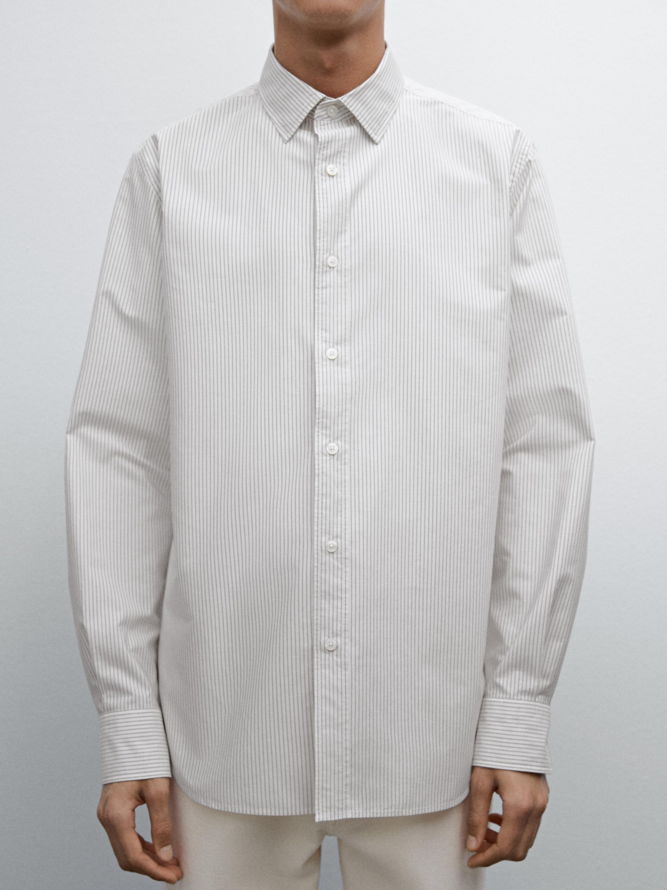 Slim fit striped poplin shirt