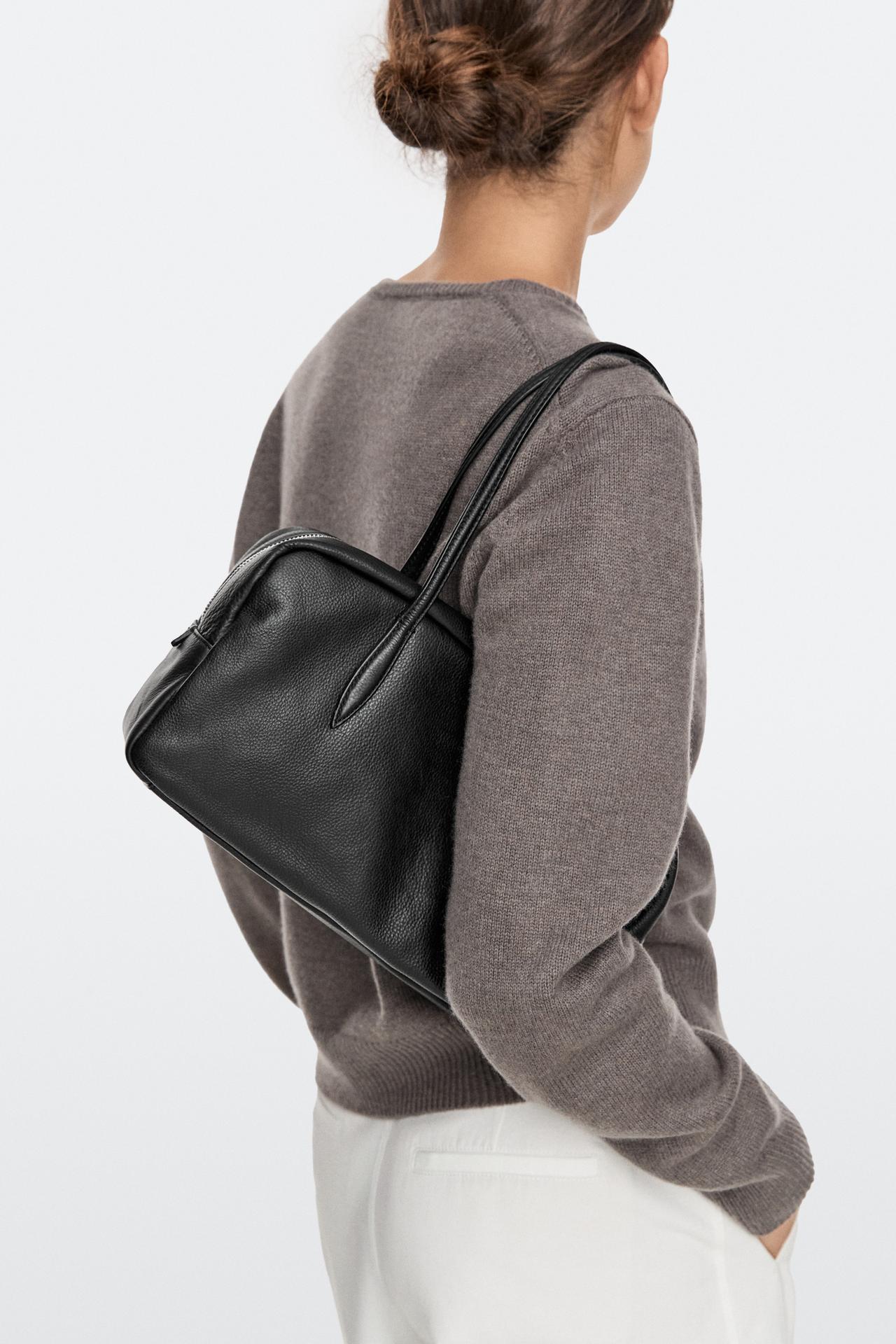 Nappa leather mini duffle bag — BLACK