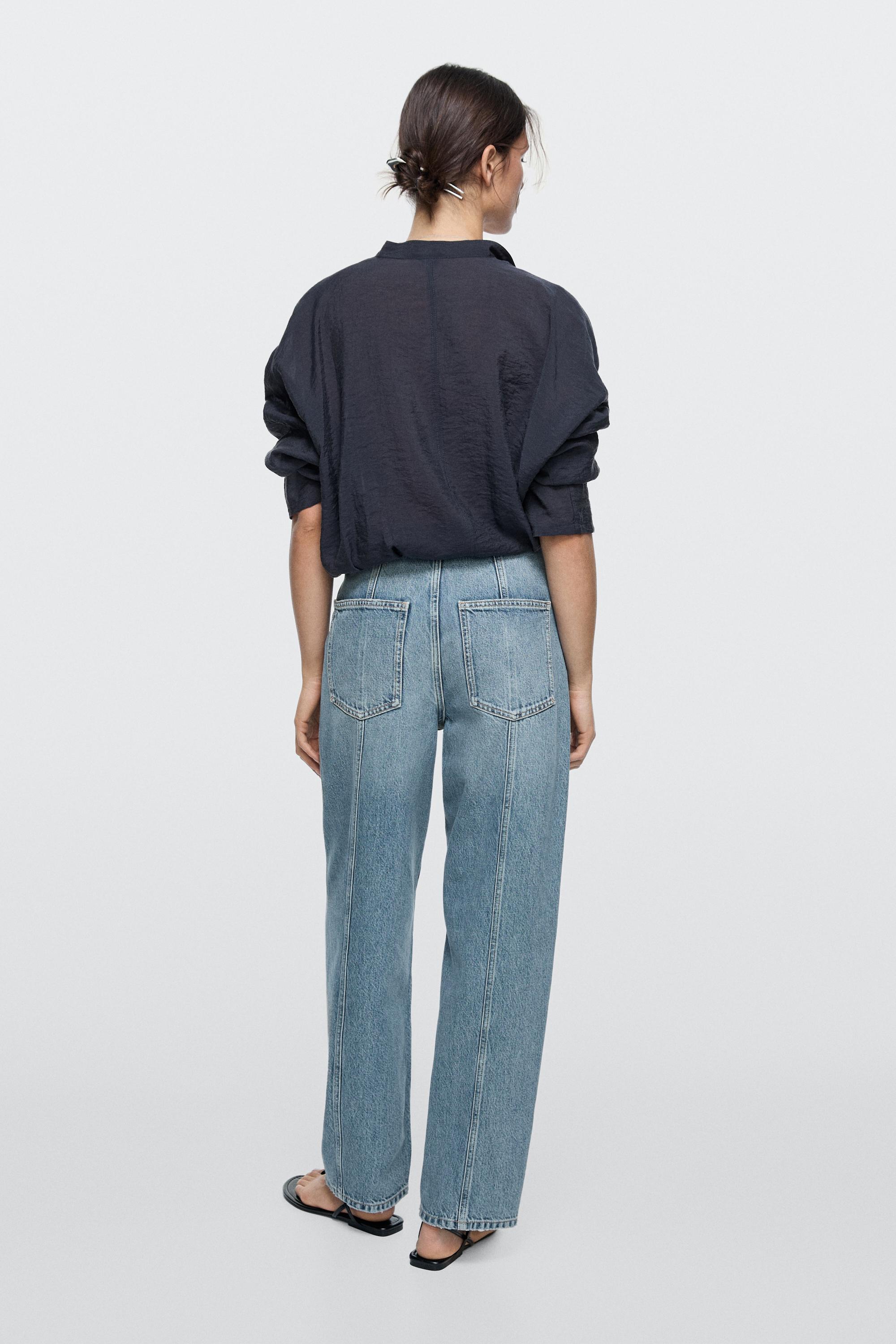 Barrel fit jeans with seam details — Light Blue