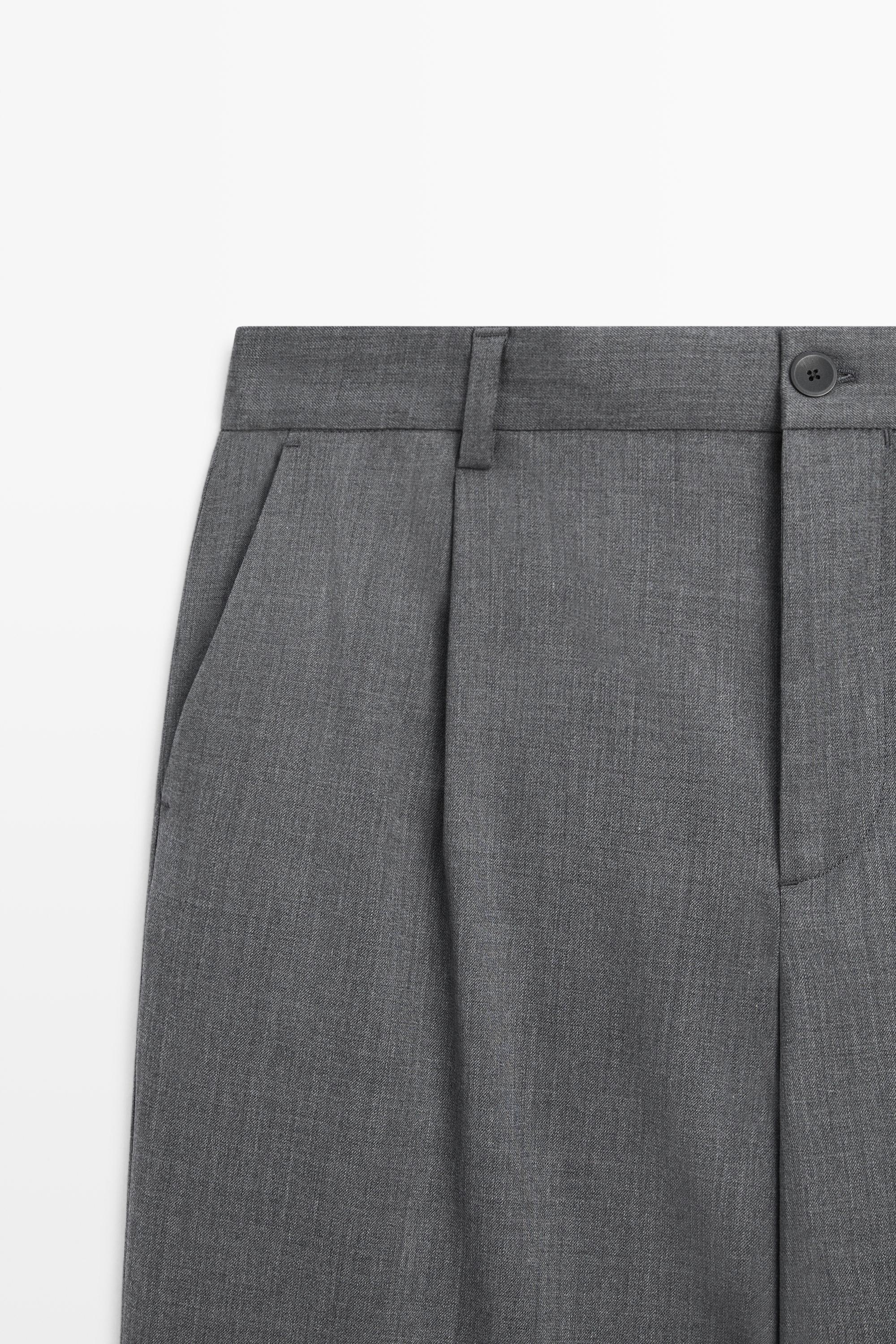 Wool blend cool wool darted pants — MEDIUM GREY