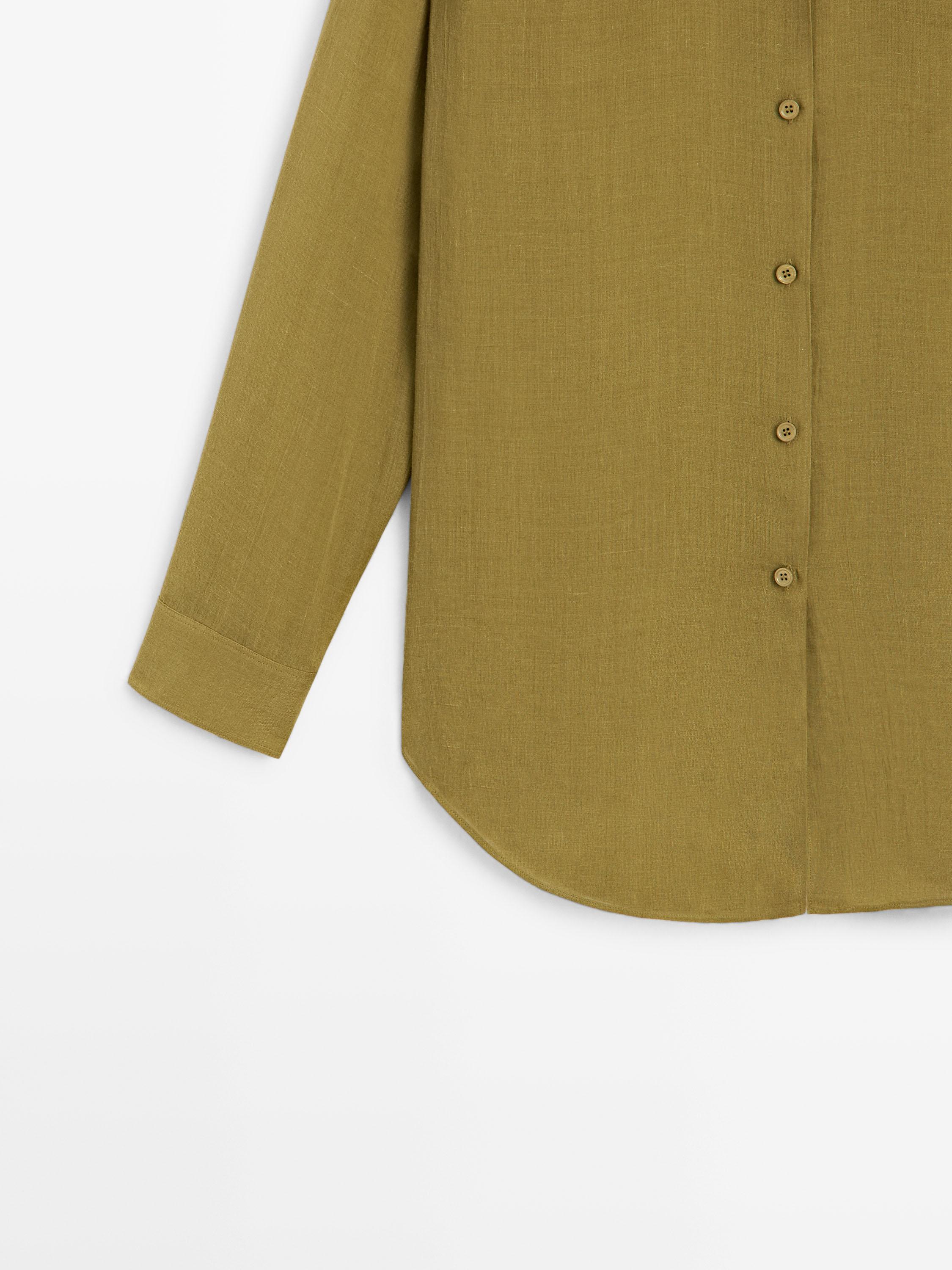 Flowing shirt with shirt collar — GREEN