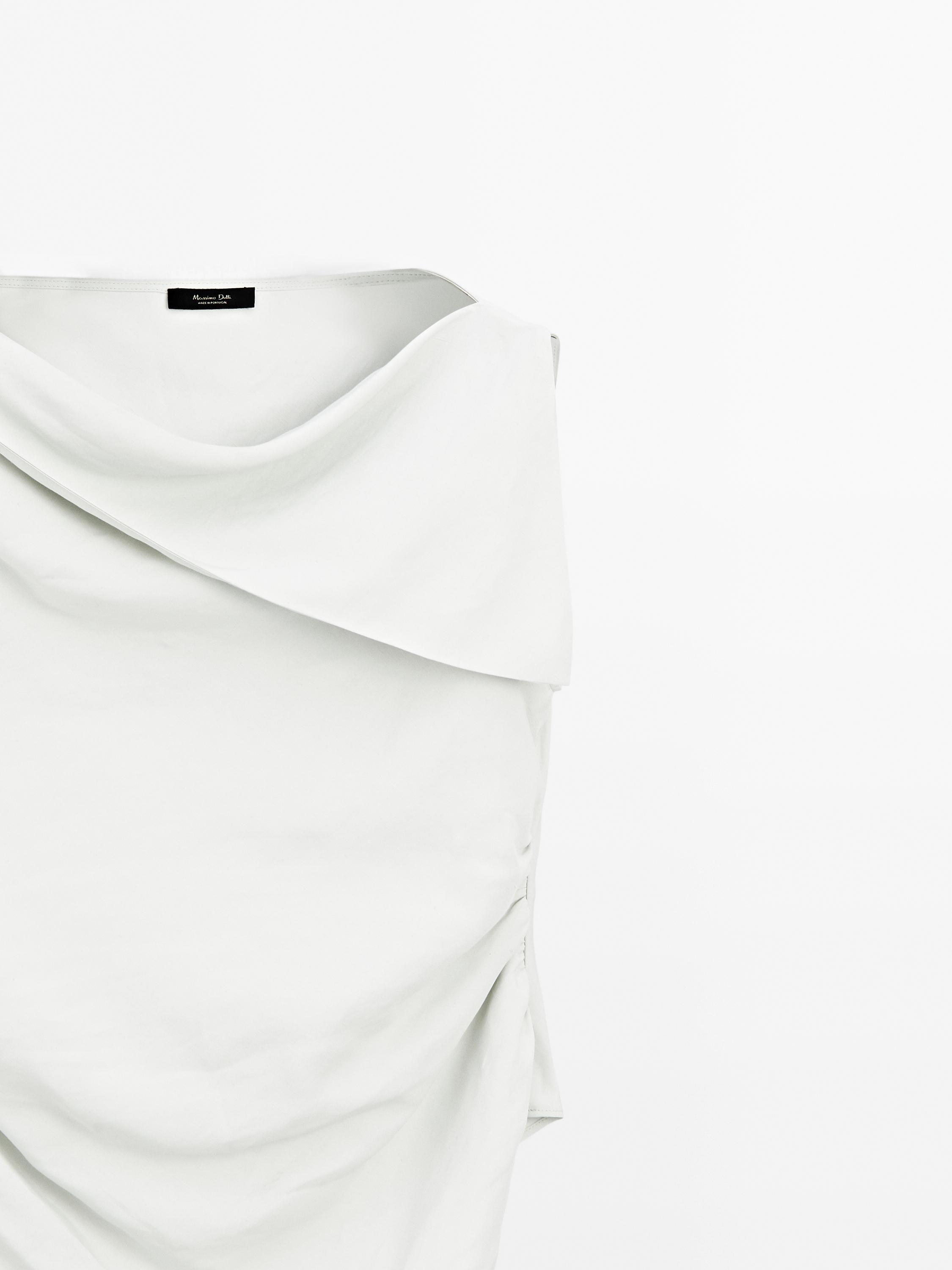 Draped boat neck top