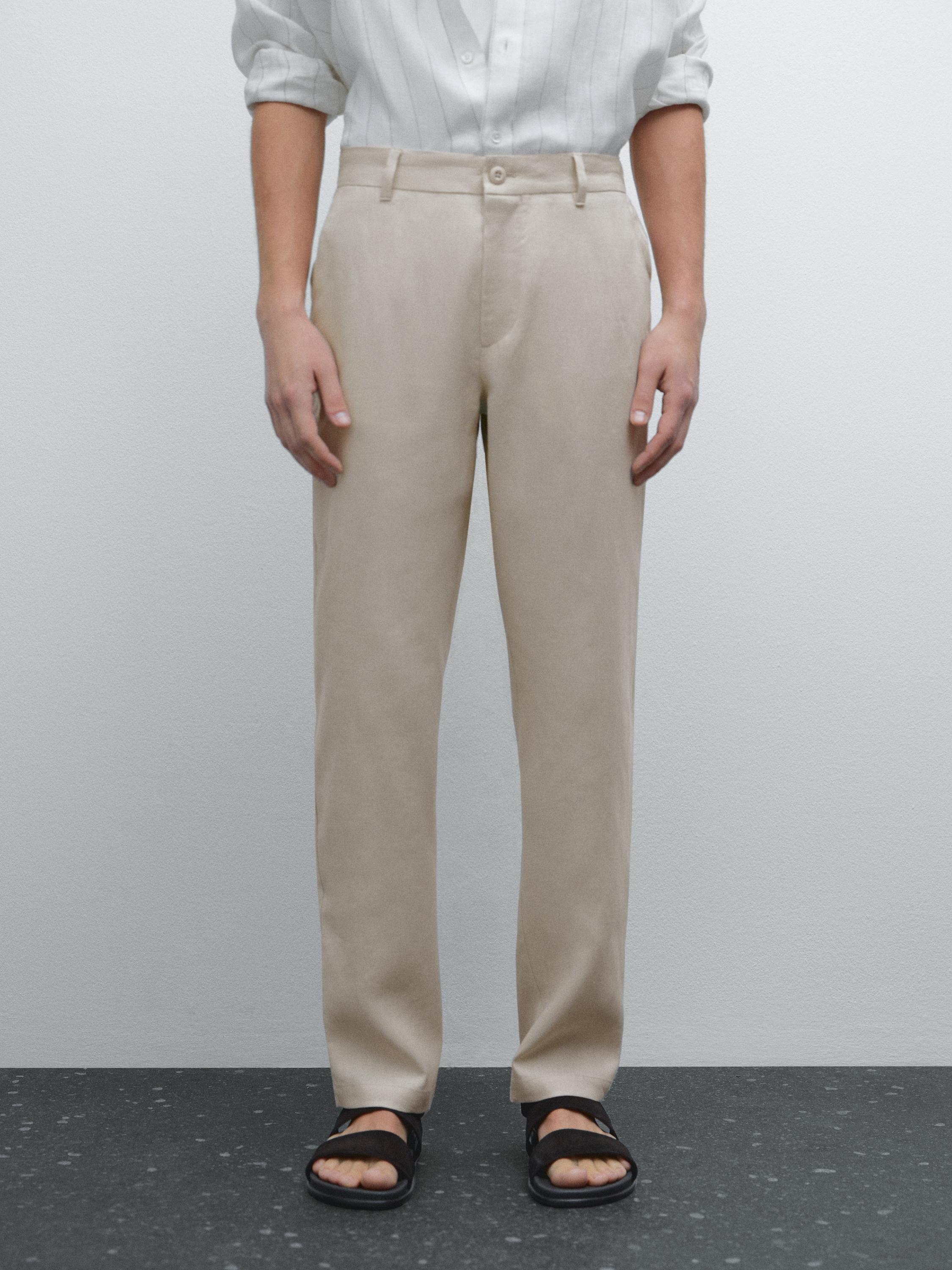 100% linen tapered fit trousers