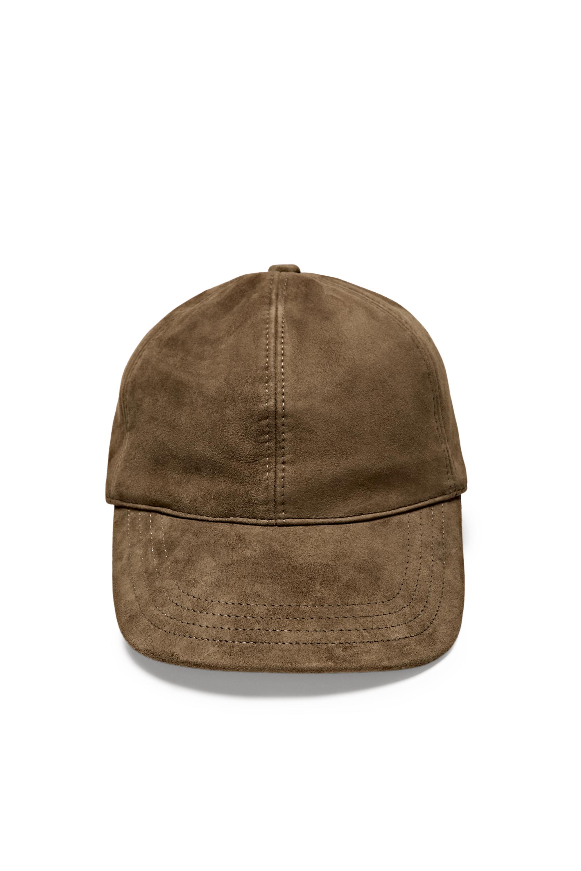 Suede leather cap — OCHRE