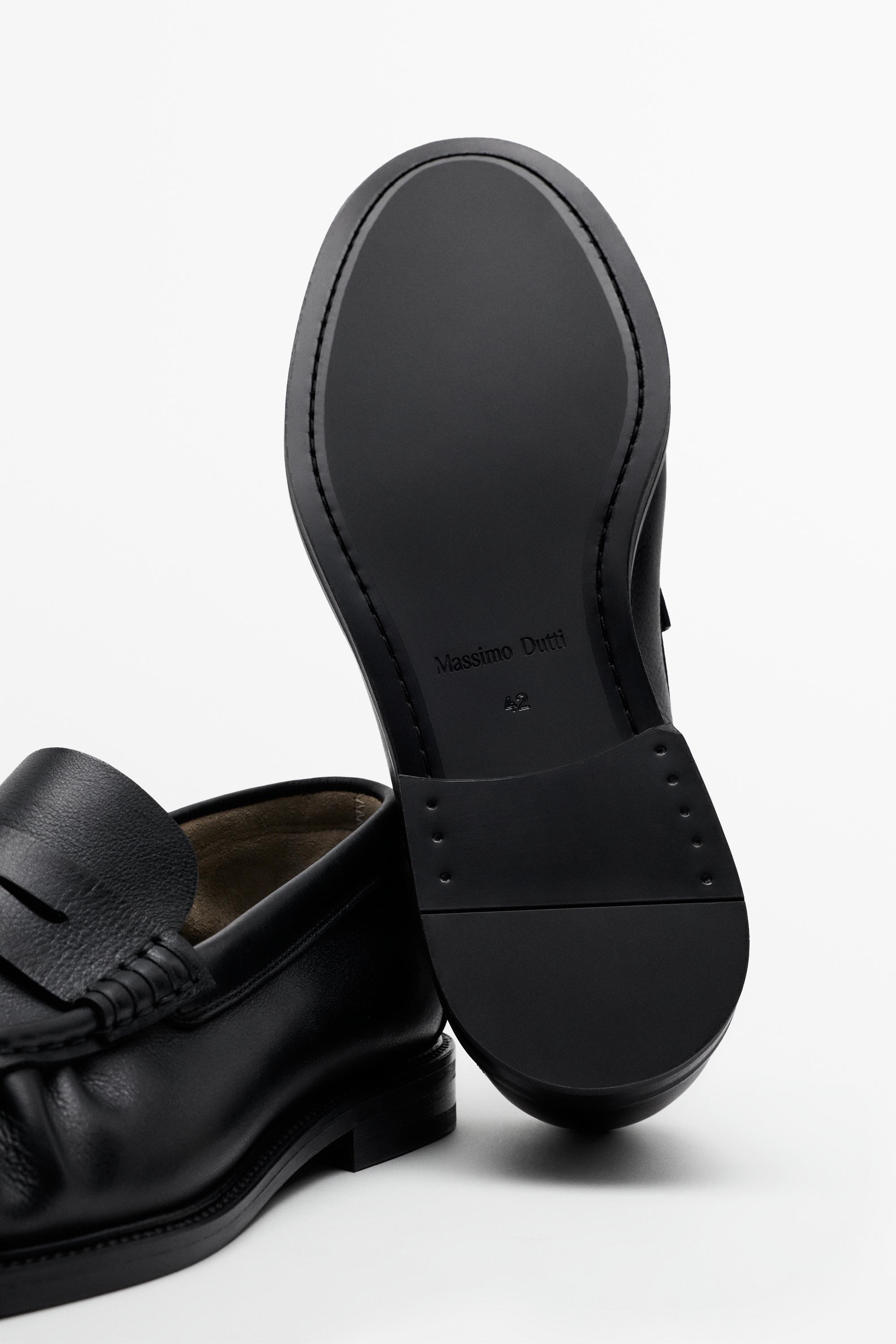 Shirred split suede leather loafer — BLACK