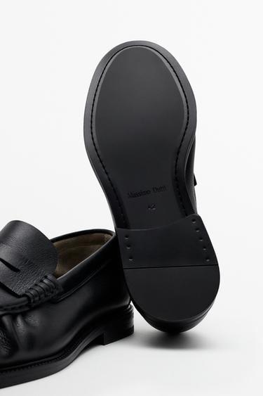 Shirred leather loafer — BLACK 8