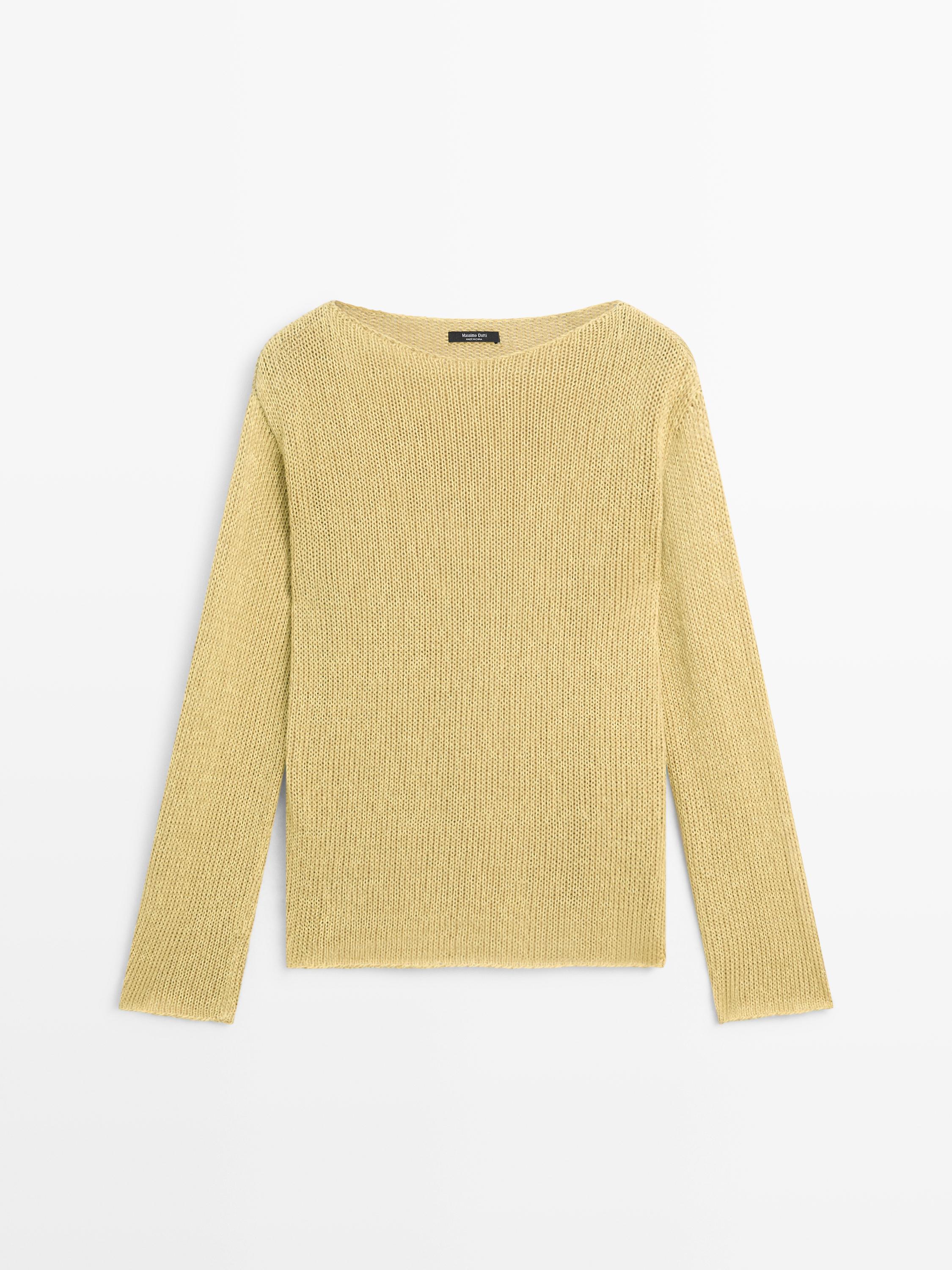 Cotton blend cutwork sweater — LIME