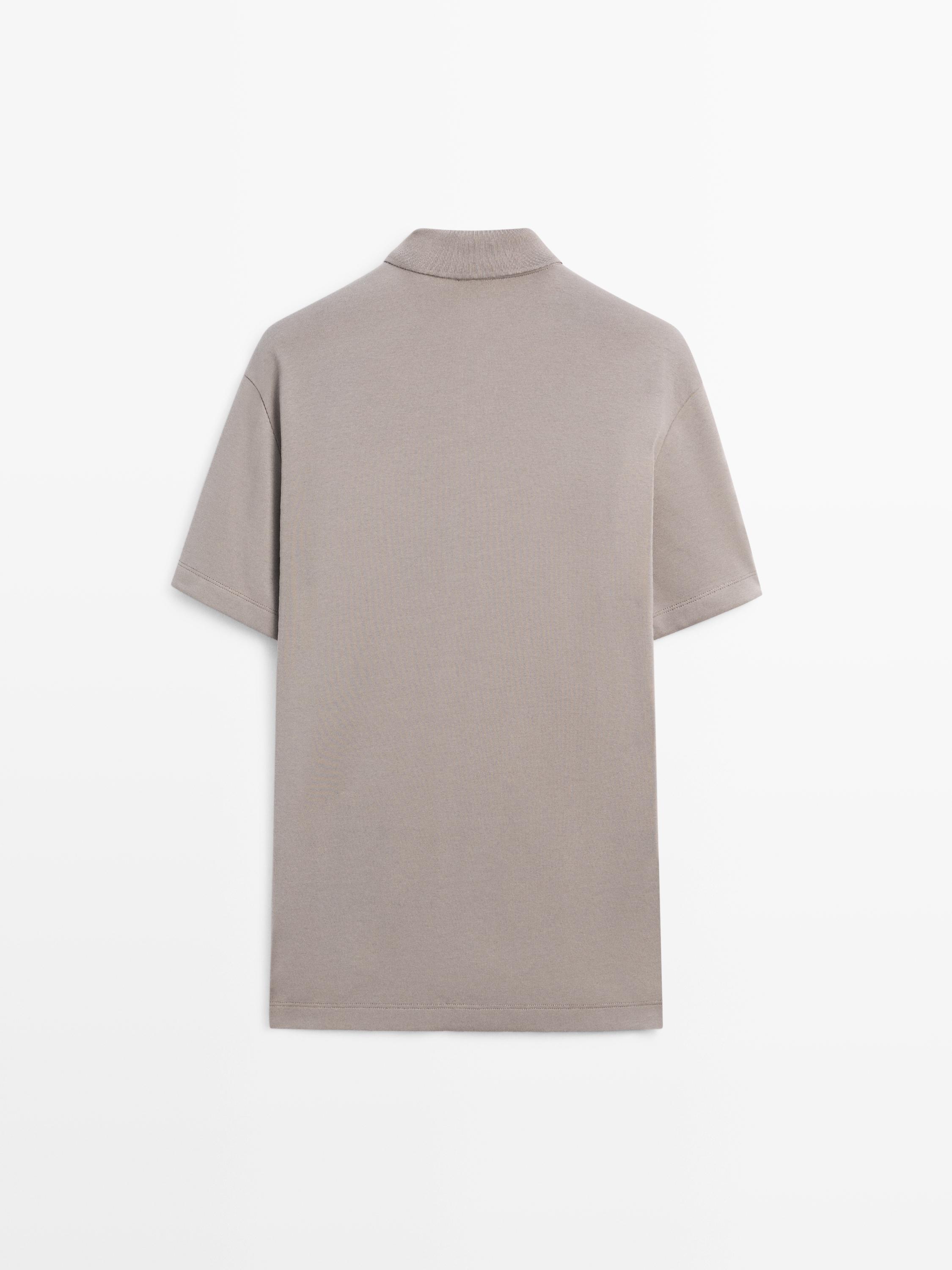 Short sleeve cotton polo shirt — PALE OCHRE