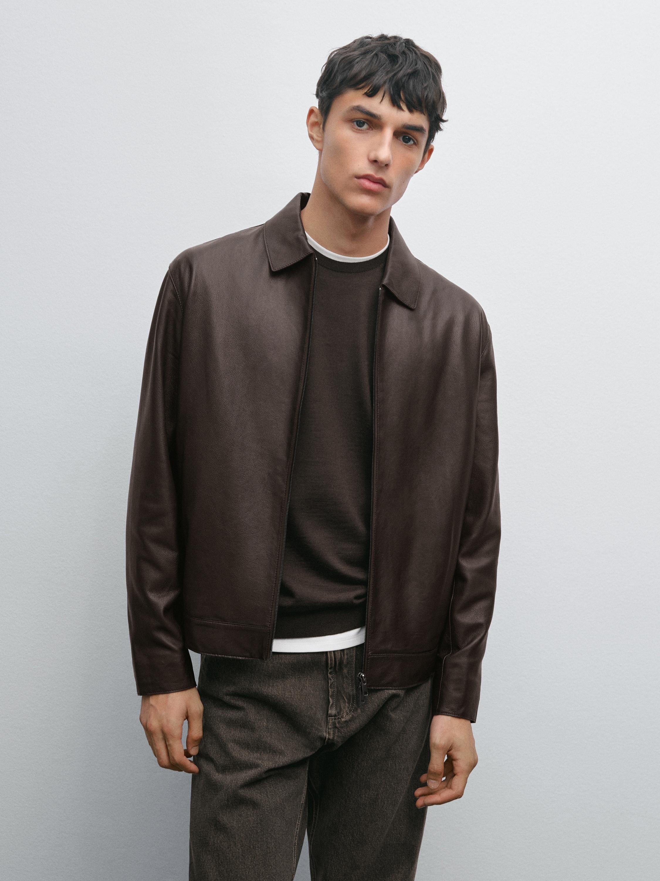 Cowhide nappa leather jacket