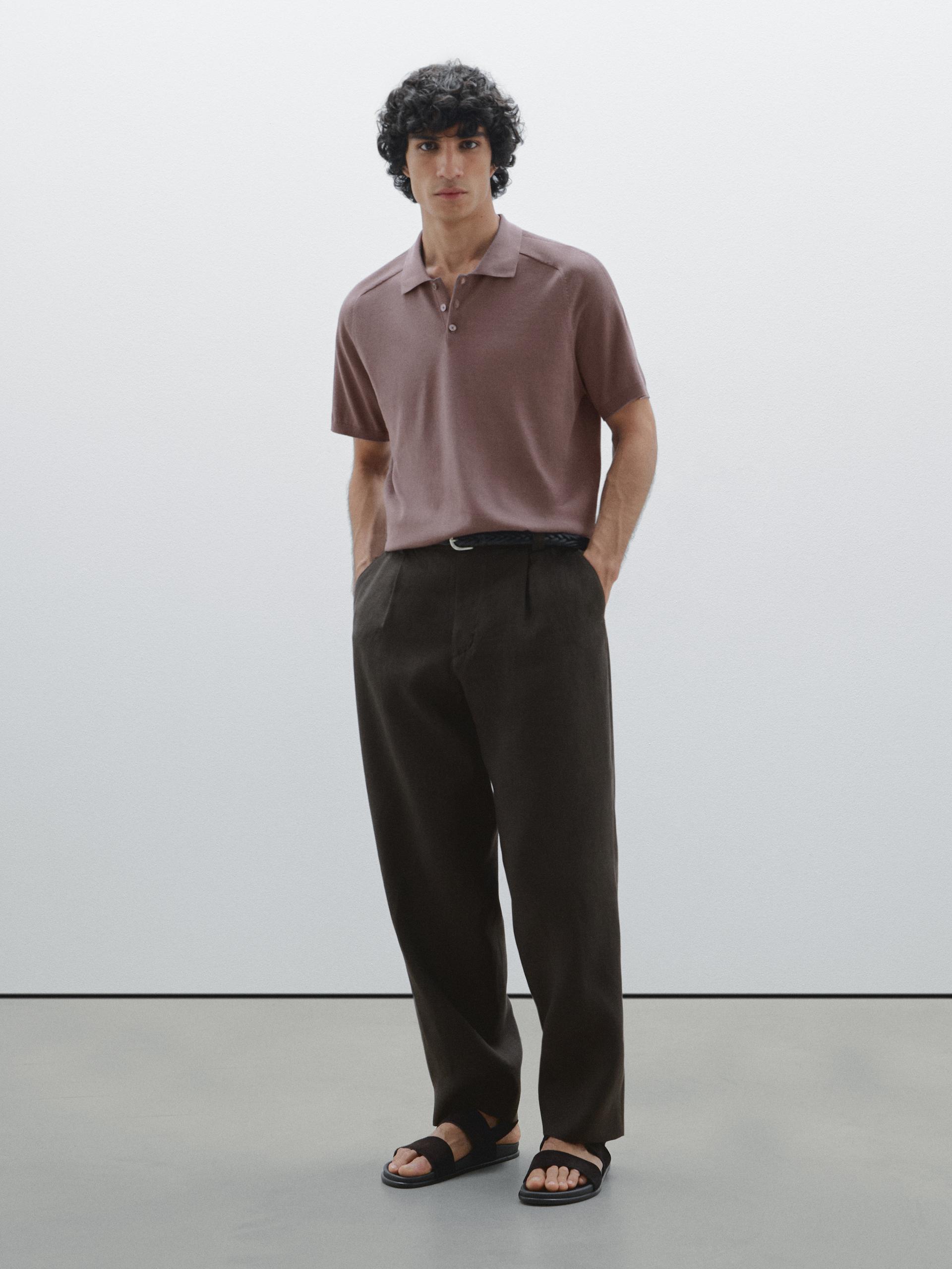 Polo A Maniche Corte 100% Cotone - Prugna - Xl - Massimo Dutti - Maschile