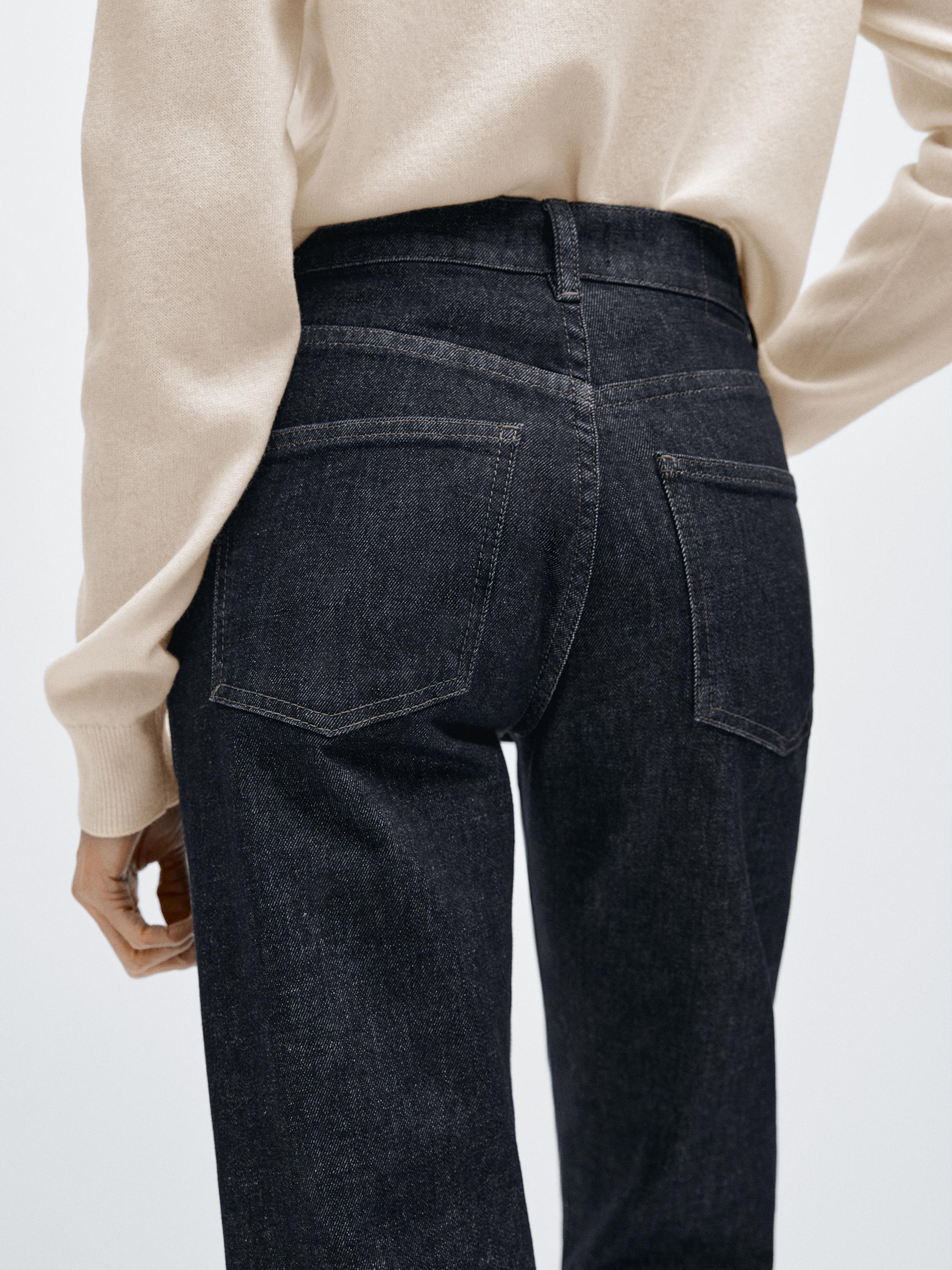 High-waist straight-leg comfort jeans — DARK BLUE