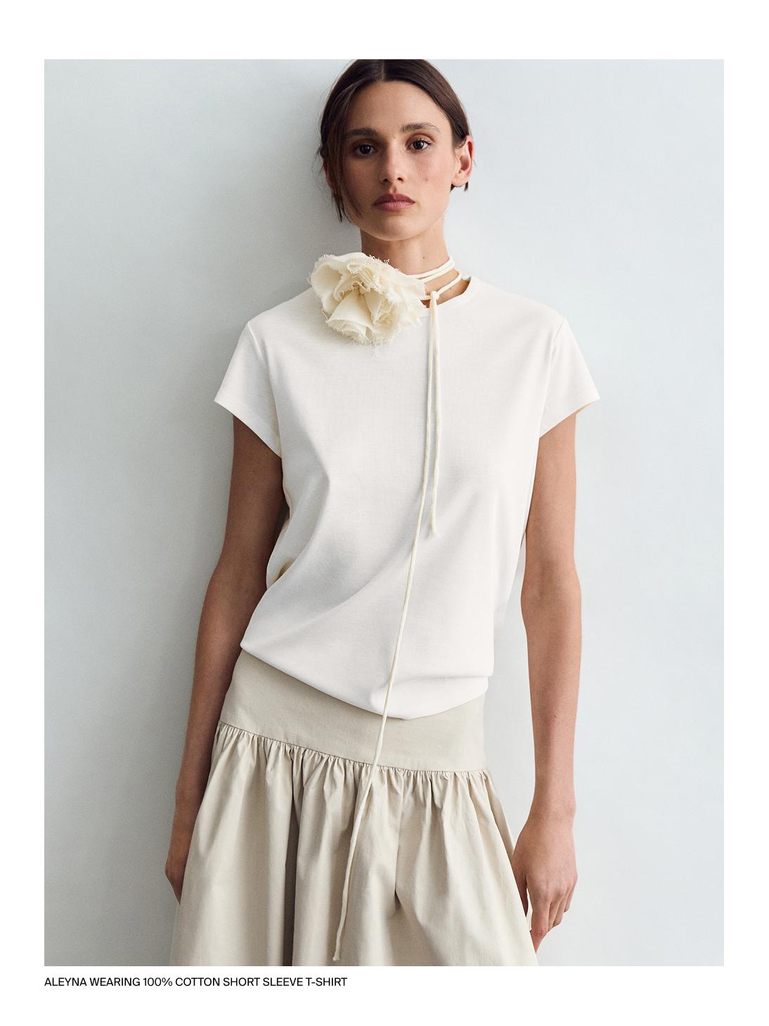 100% mercerised cotton short sleeve T-shirt — WHITE