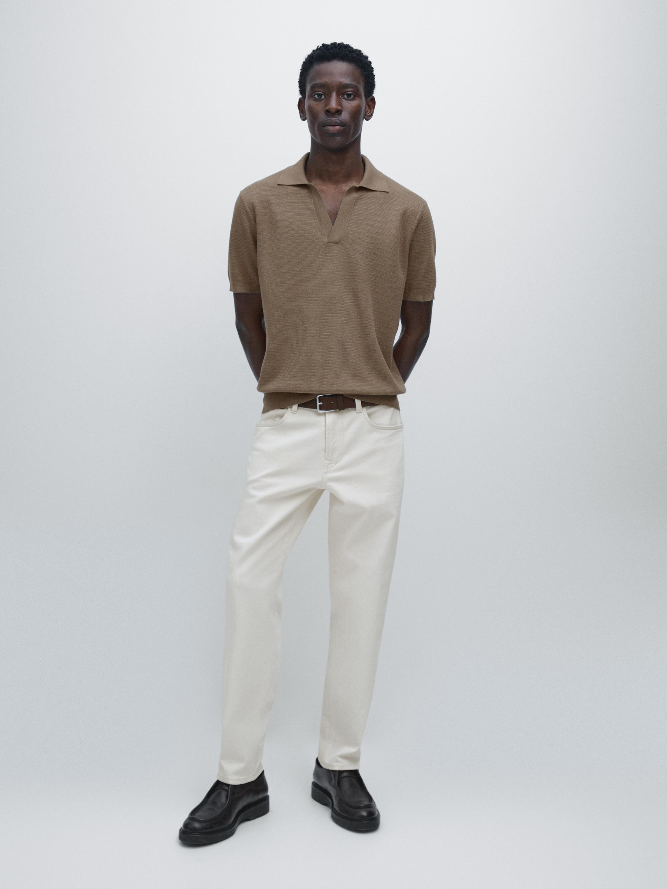 Knit V-neck polo shirt