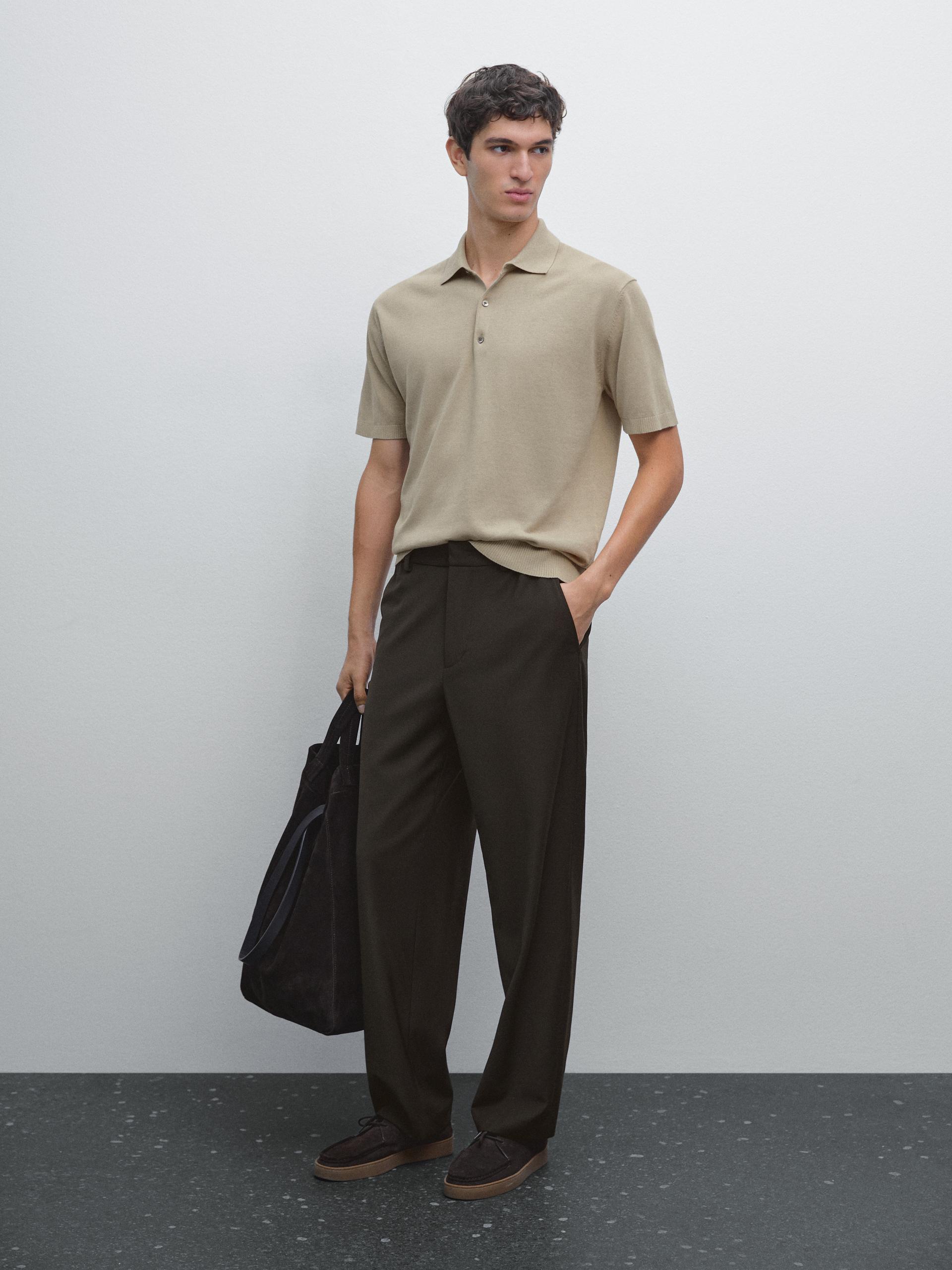 Polo En Maille À Manches Courtes - Vert - Xl - Massimo Dutti - Homme
