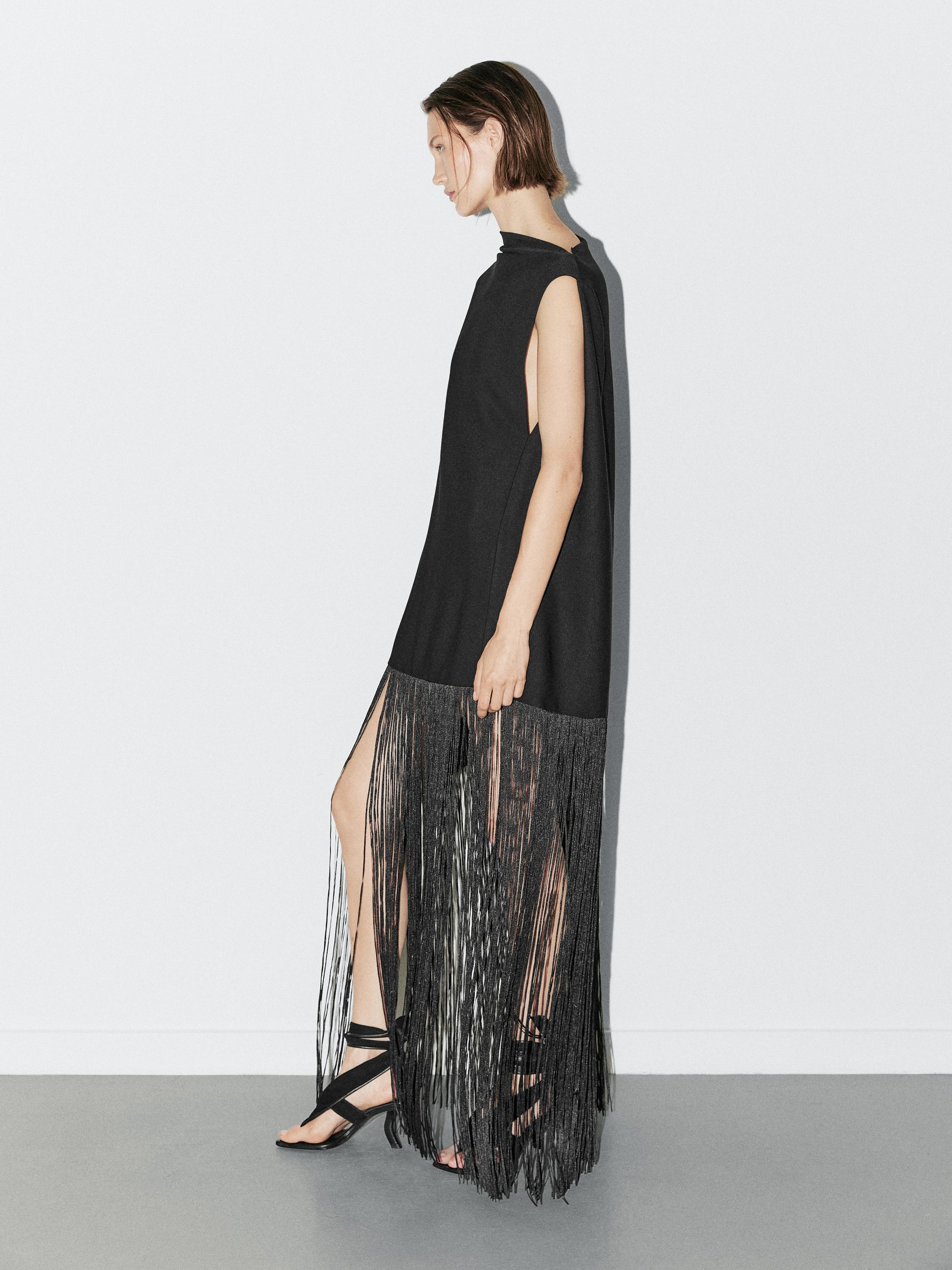 Long dress with fringe detail - STUDIO