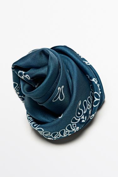Paisley print scarf — MEDIUM BLUE 4