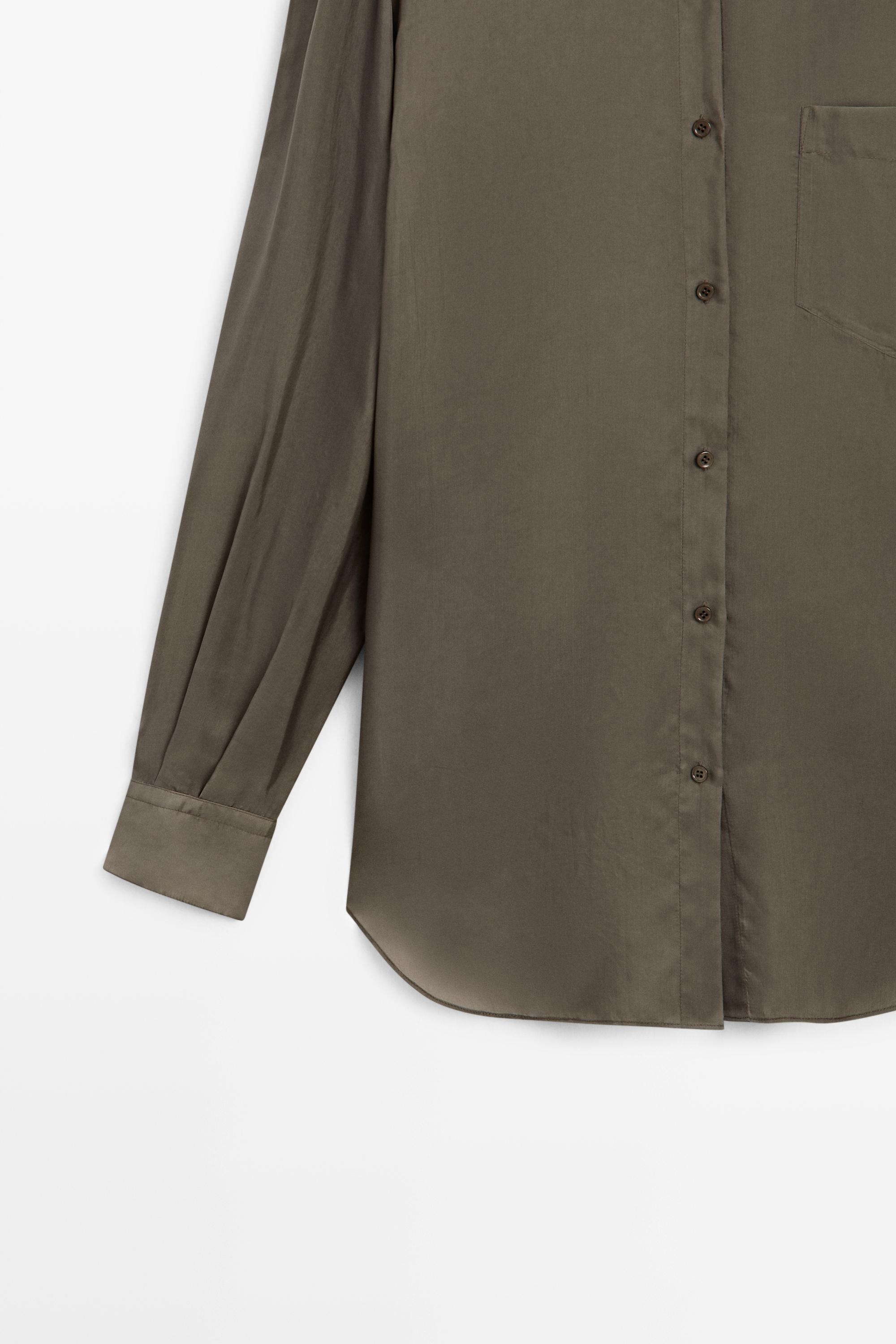 Flowing satin shirt with pocket - STUDIO — STONE