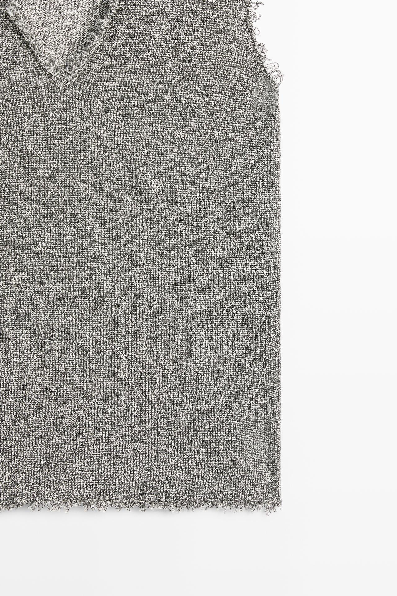 V-neck mottled top co-ord — GREY MARL