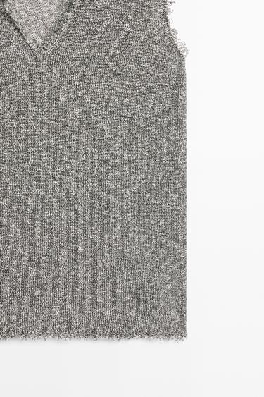 V-neck mottled top co-ord — GREY MARL 7