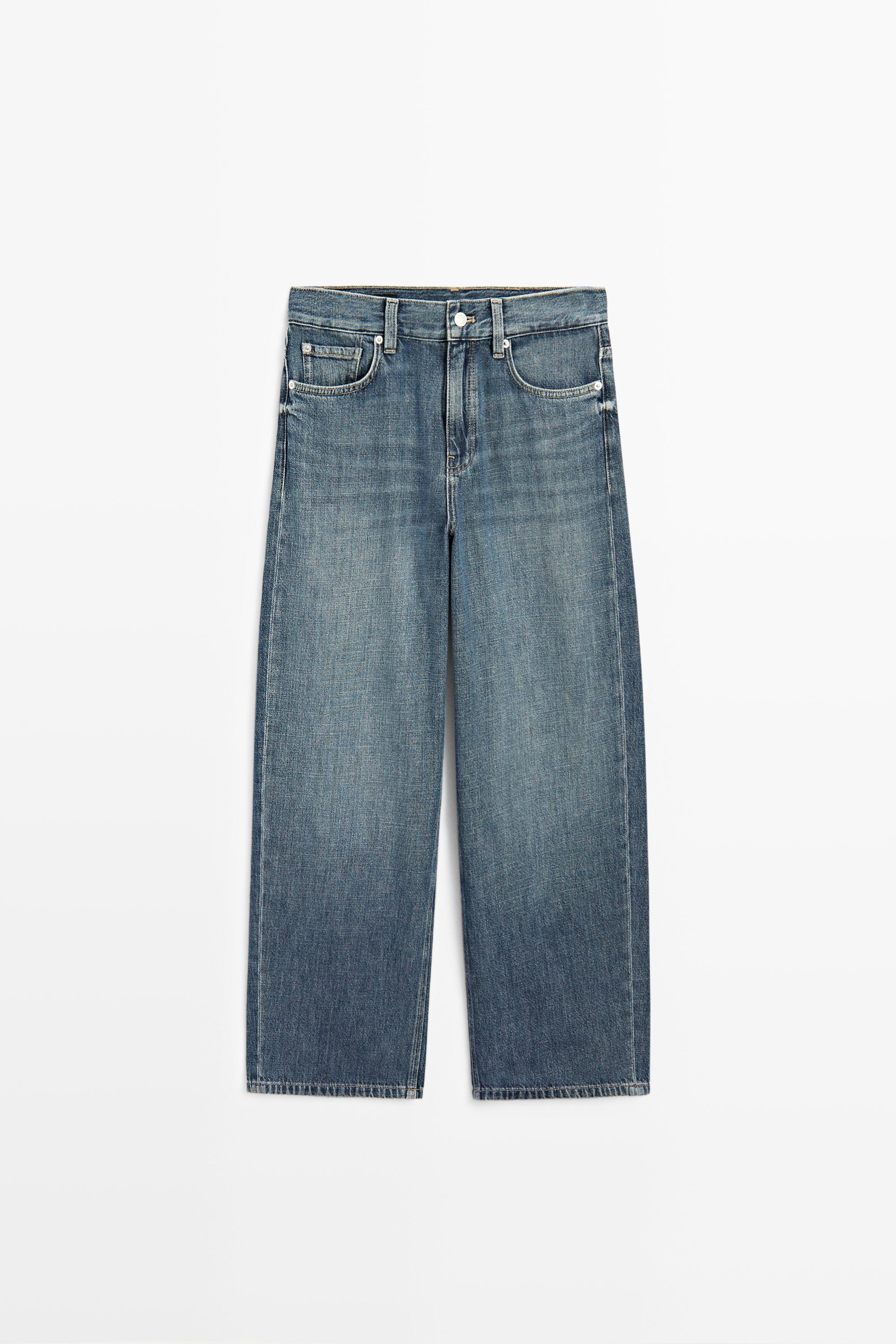 Mid-waist cropped wide-leg jeans