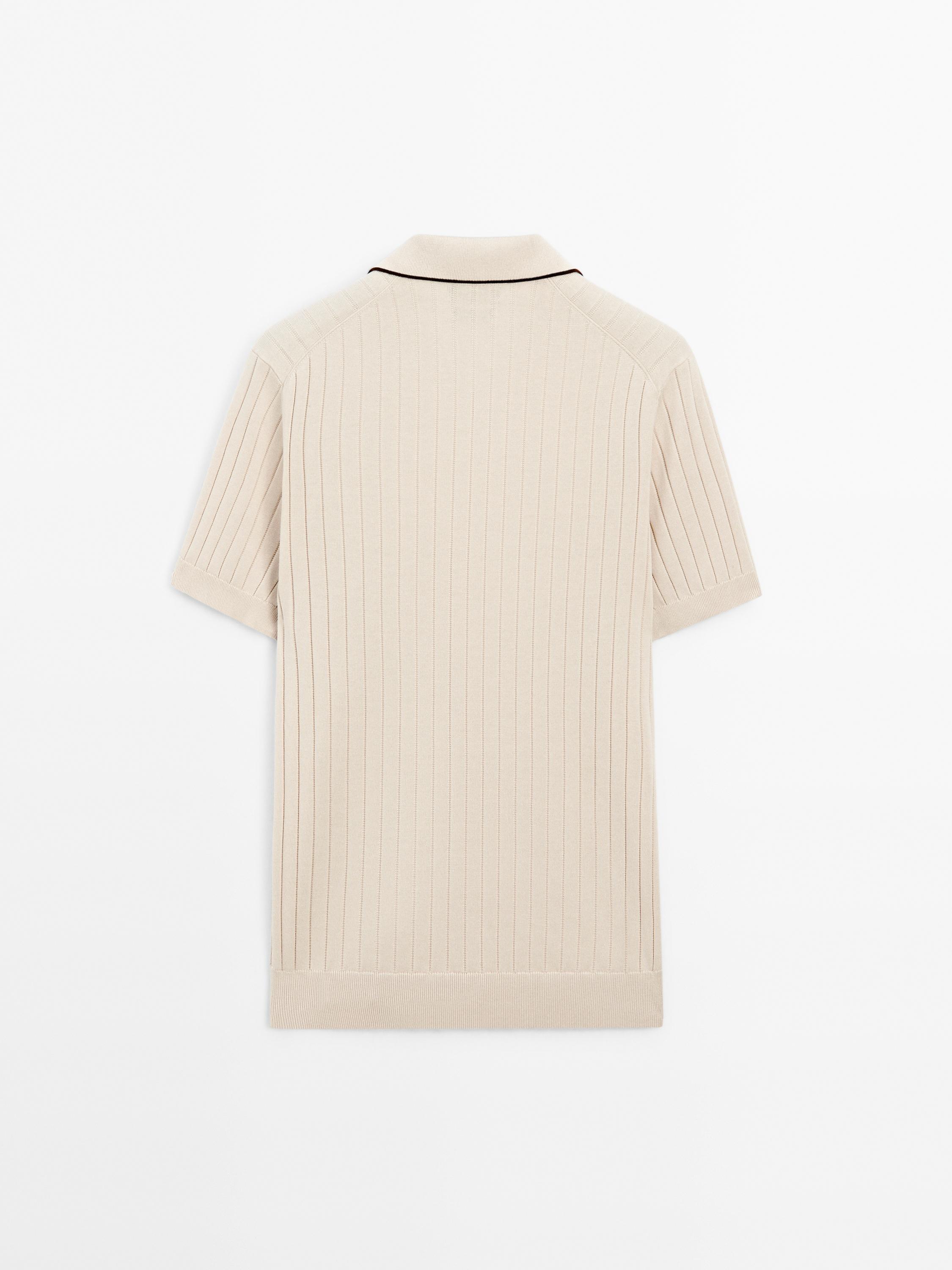 Ribbed knit polo shirt