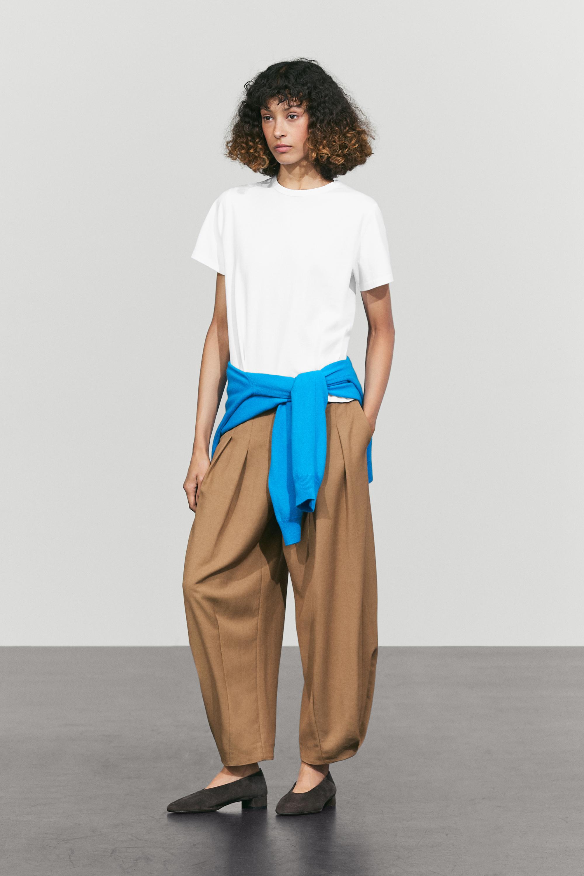 Pleated wool-blend pants — CAMEL