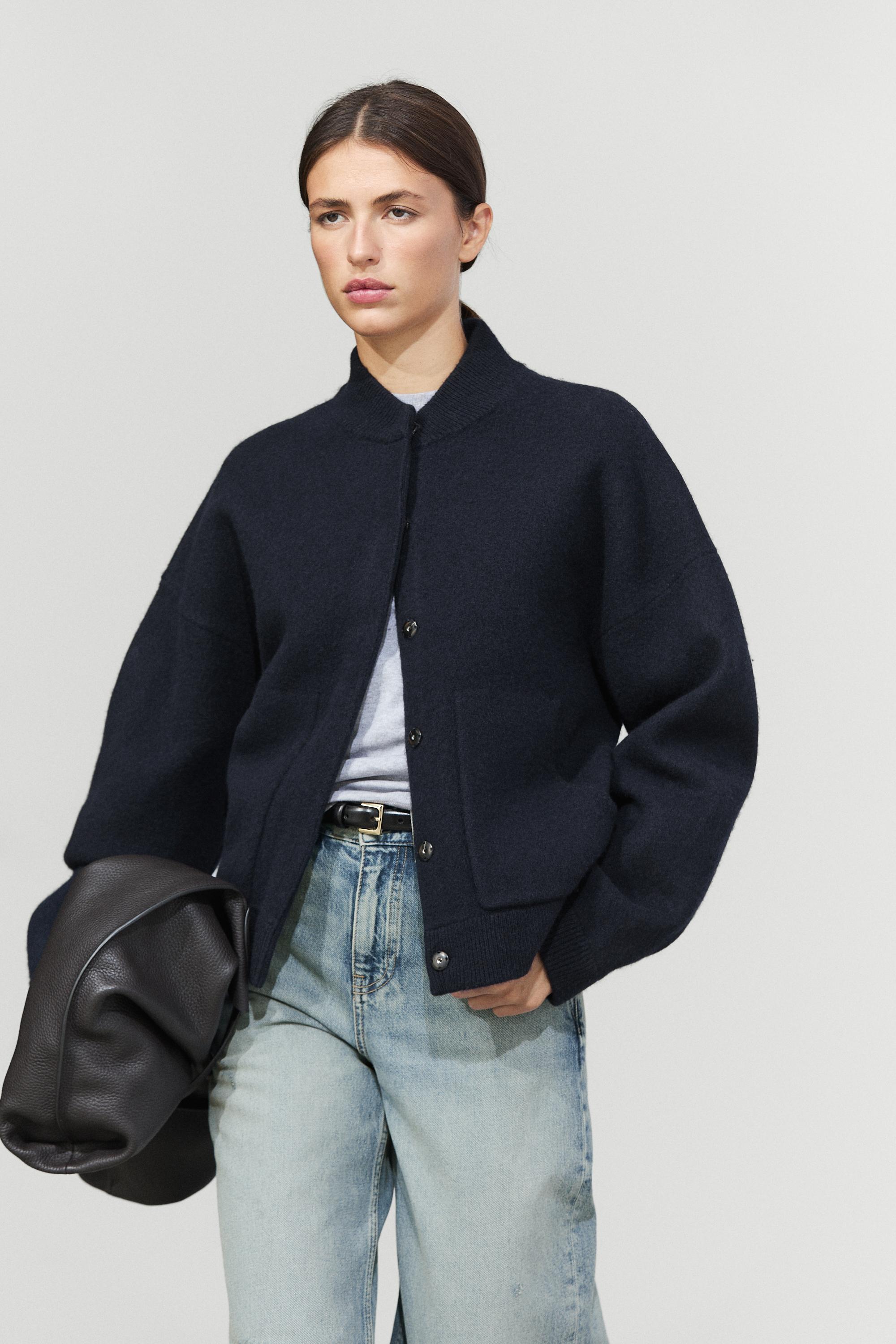 100% wool bomber jacket with pockets